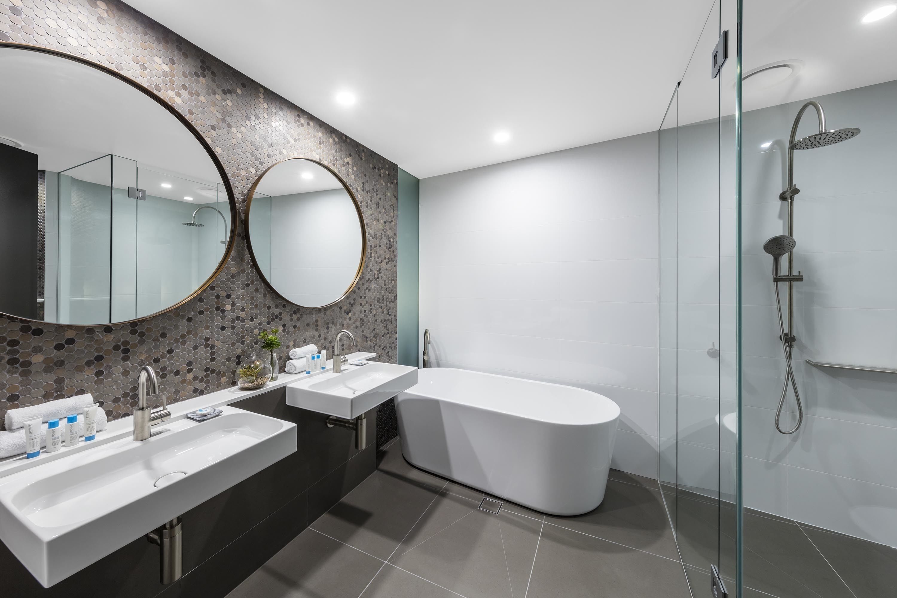 free toiletries, hair dryer, towels