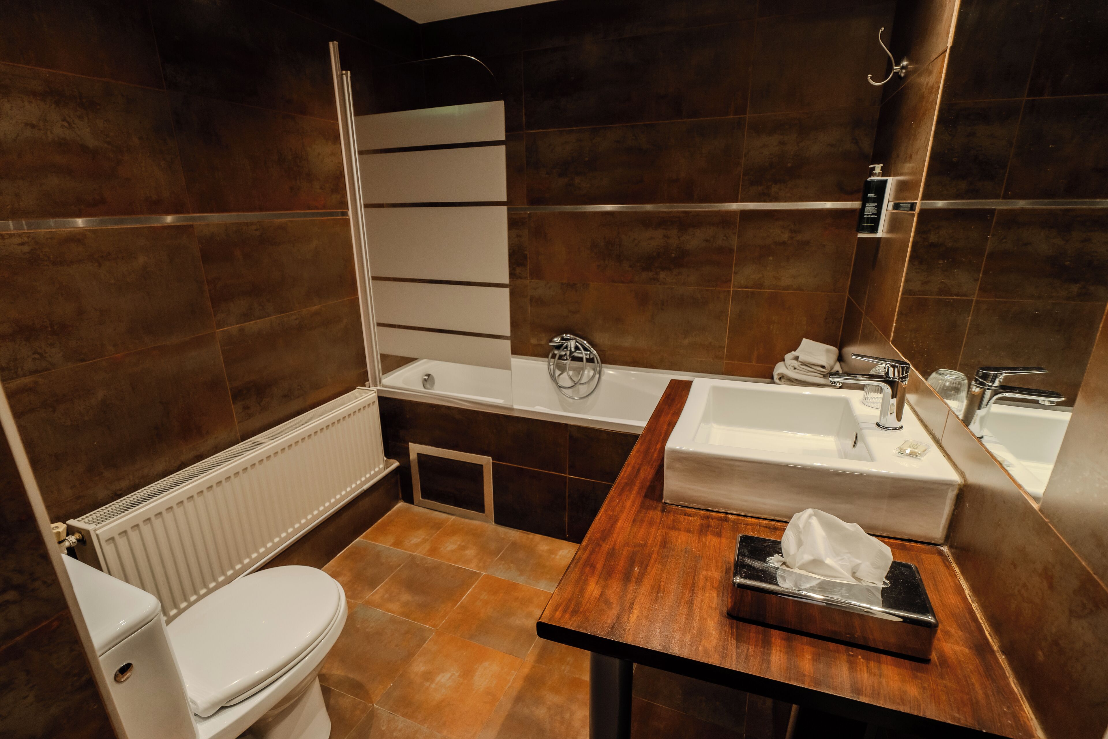 superior double room | bathroom | shower, free toiletries, hair dryer, towels