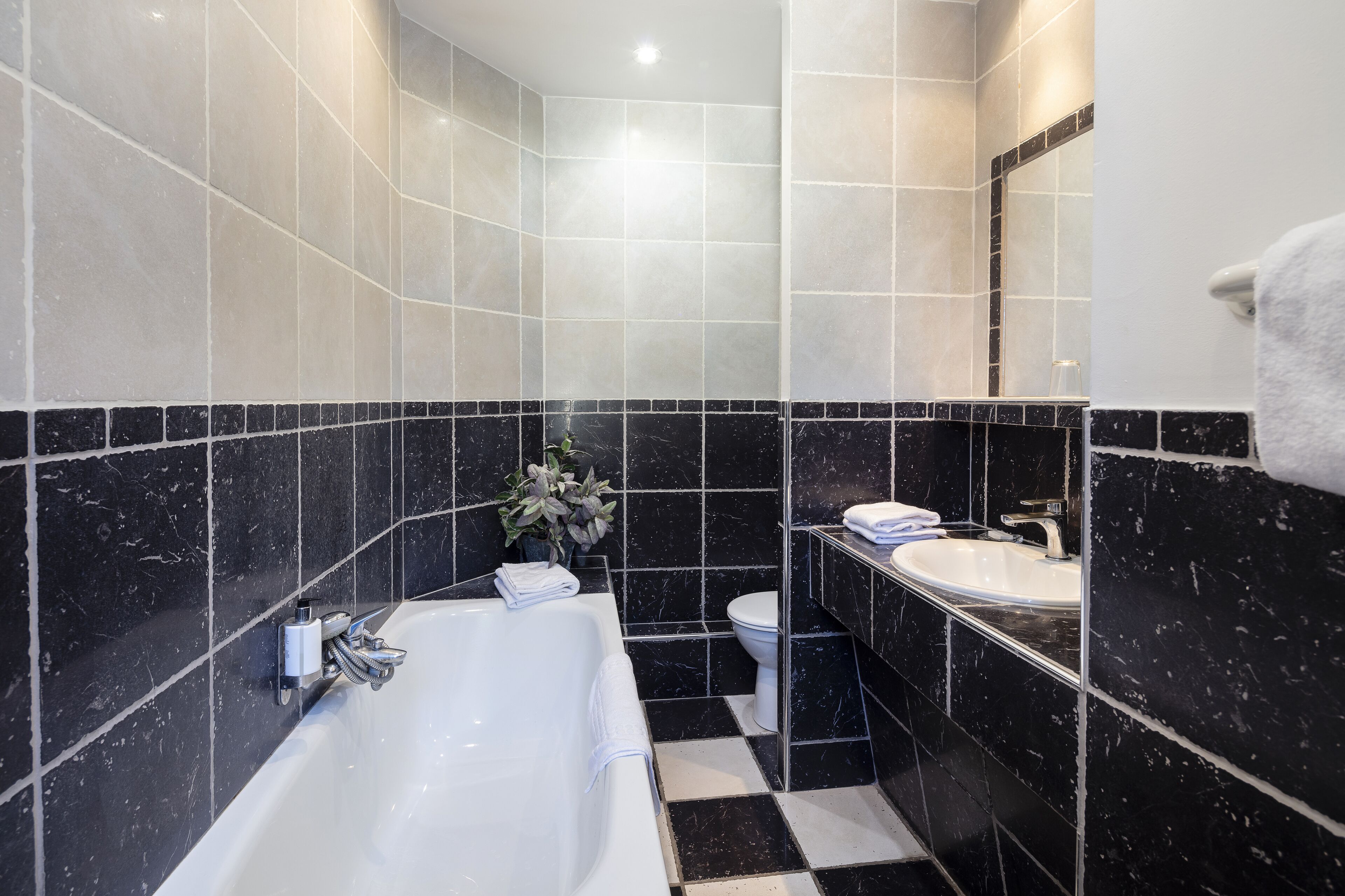 superior double room | bathroom | shower, free toiletries, hair dryer, towels
