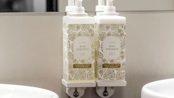 Shower, free toiletries, hair dryer, slippers