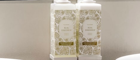 Shower, free toiletries, hair dryer, slippers