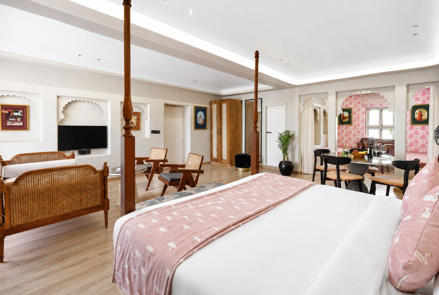 Premium bedding, desk, blackout drapes, iron/ironing board (on request)