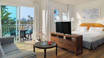 42-inch flat-screen TV with satellite channels, TV