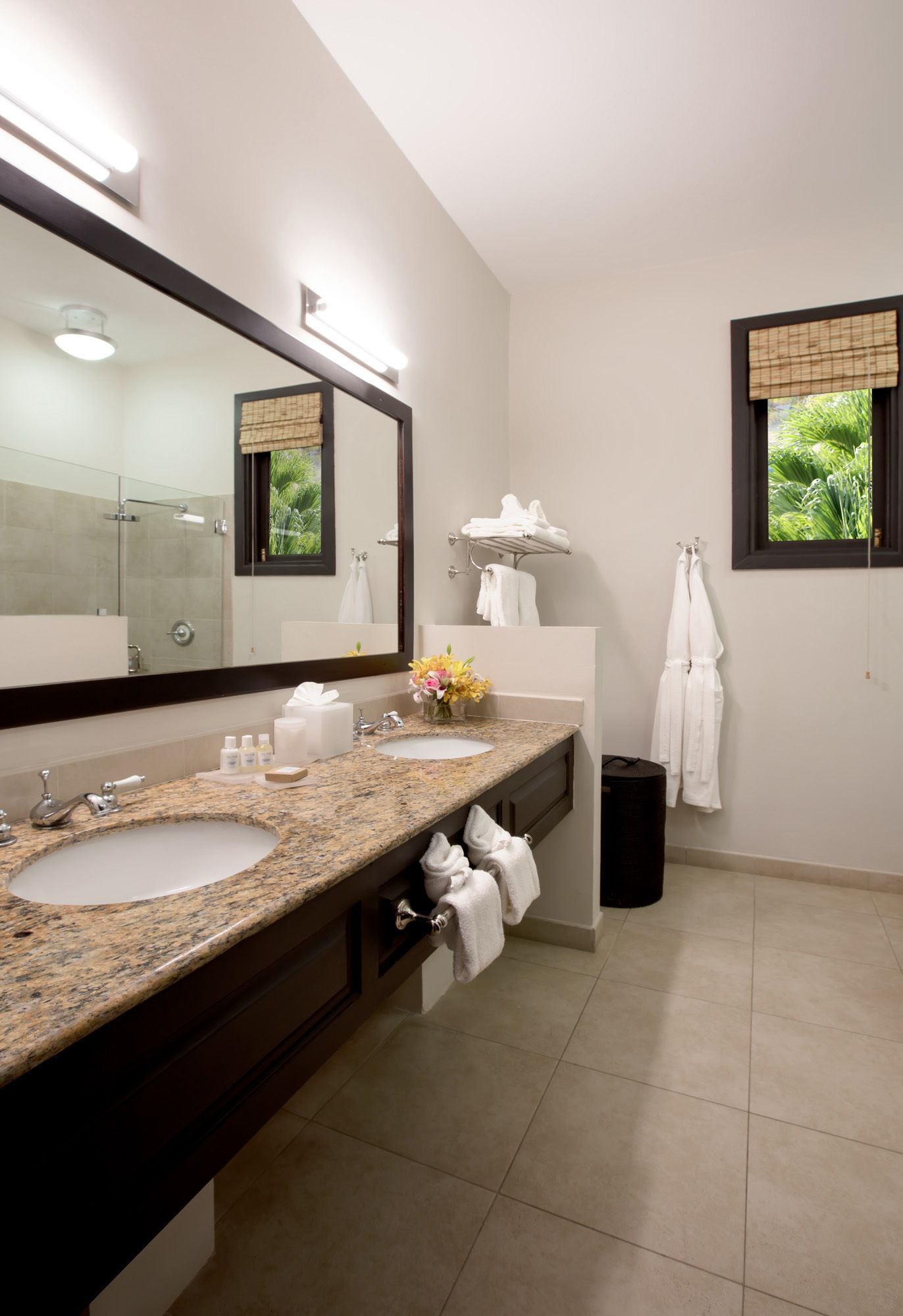 free toiletries, hair dryer, bathrobes, slippers