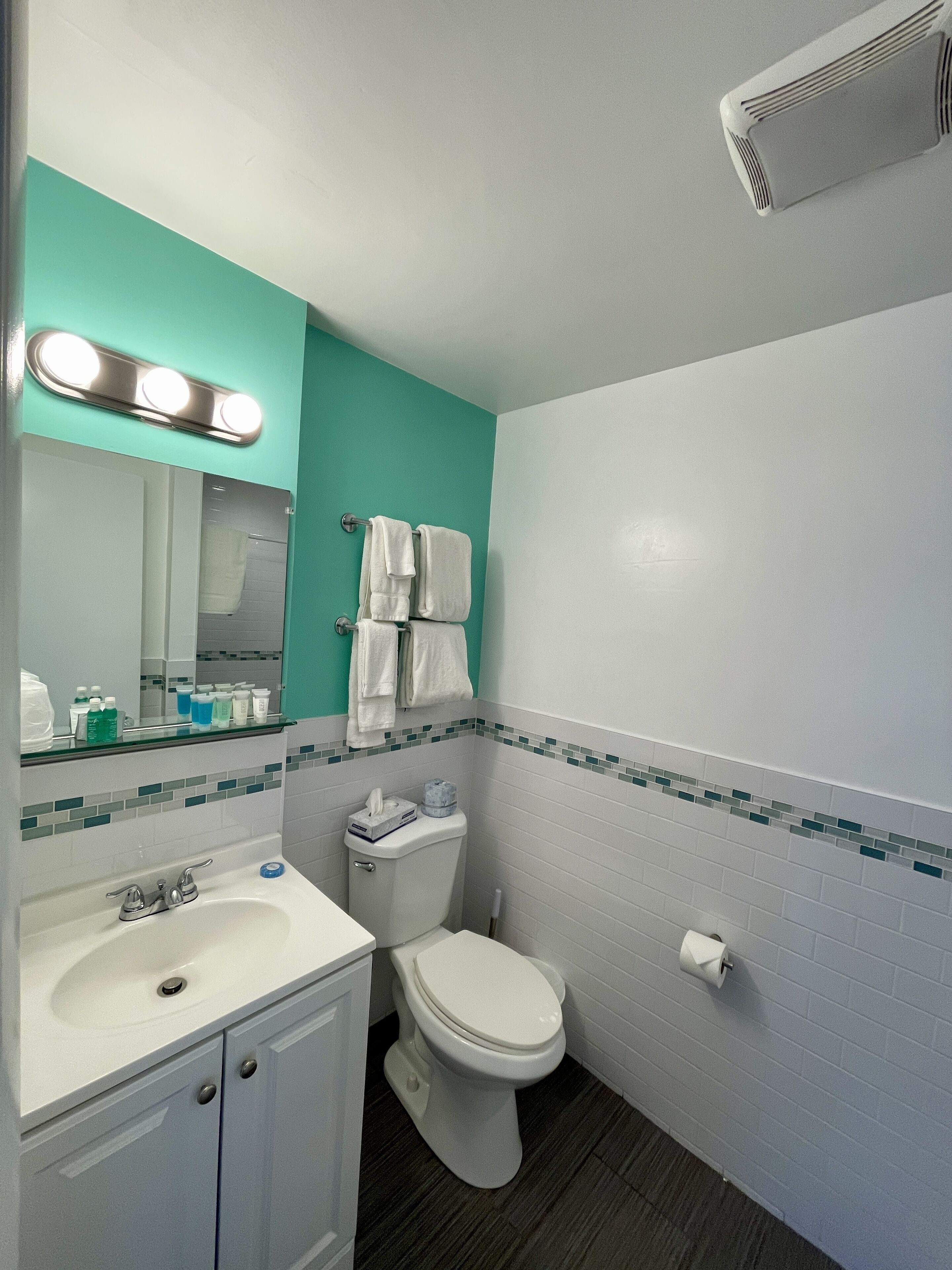 double king kitchenette | bathroom | shower, hydromassage showerhead, free toiletries, hair dryer