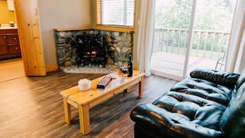 Ponderosa | 客厅 | 42-英寸纯平电视(配备卫星频道)、电视、壁炉