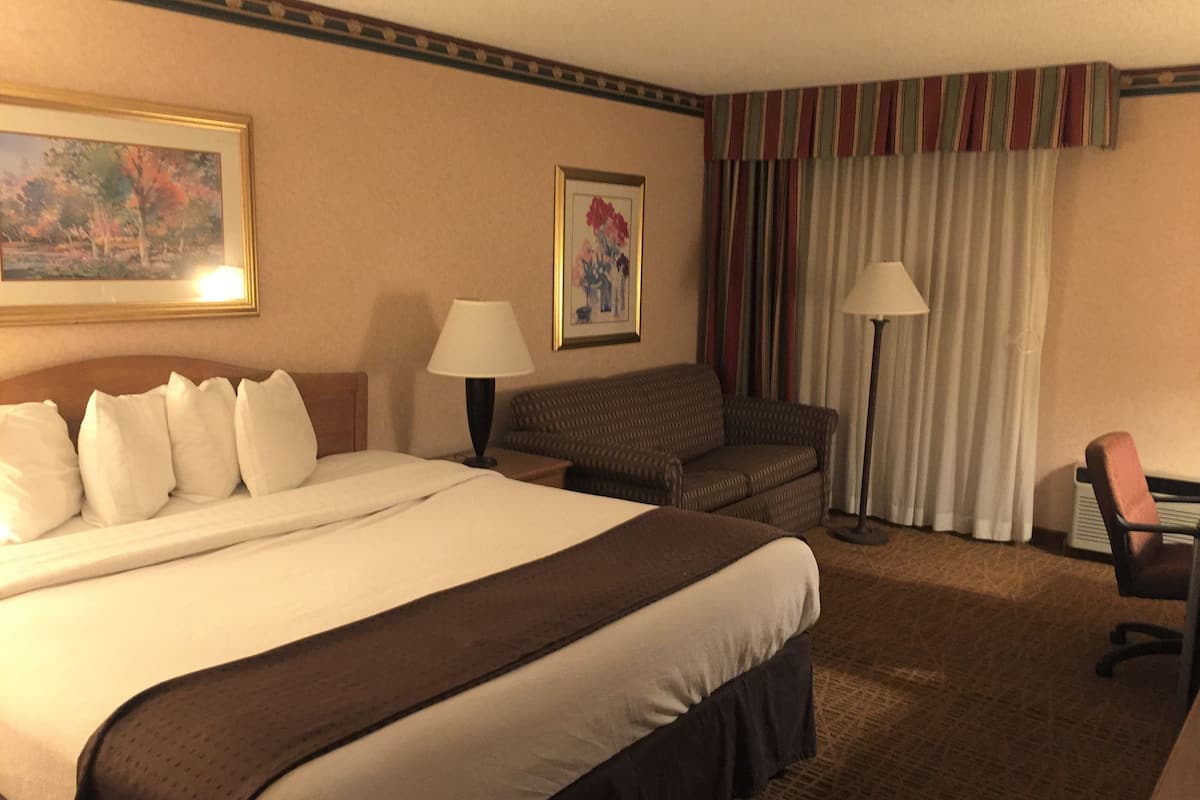 deluxe room, 1 king bed, non smoking | desk, laptop workspace, soundproofing, iron/ironing board