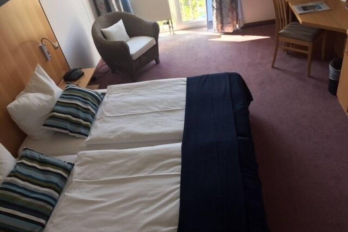 premium bedding, minibar, desk, laptop workspace