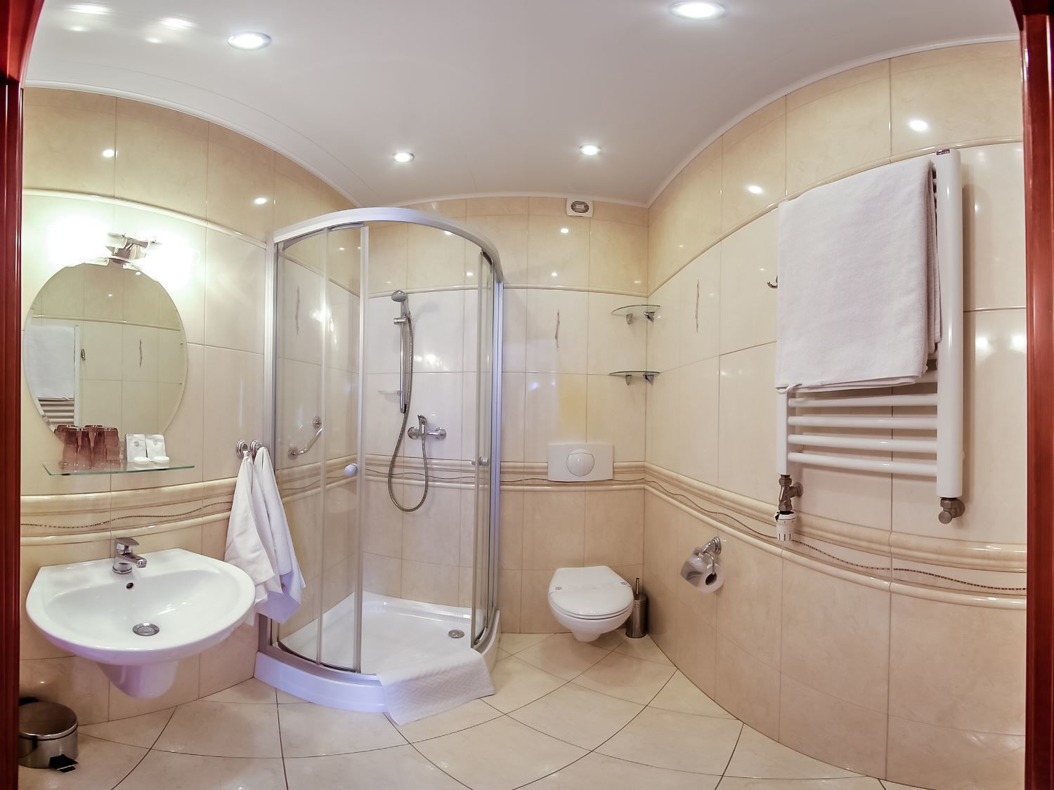 shower, free toiletries, towels