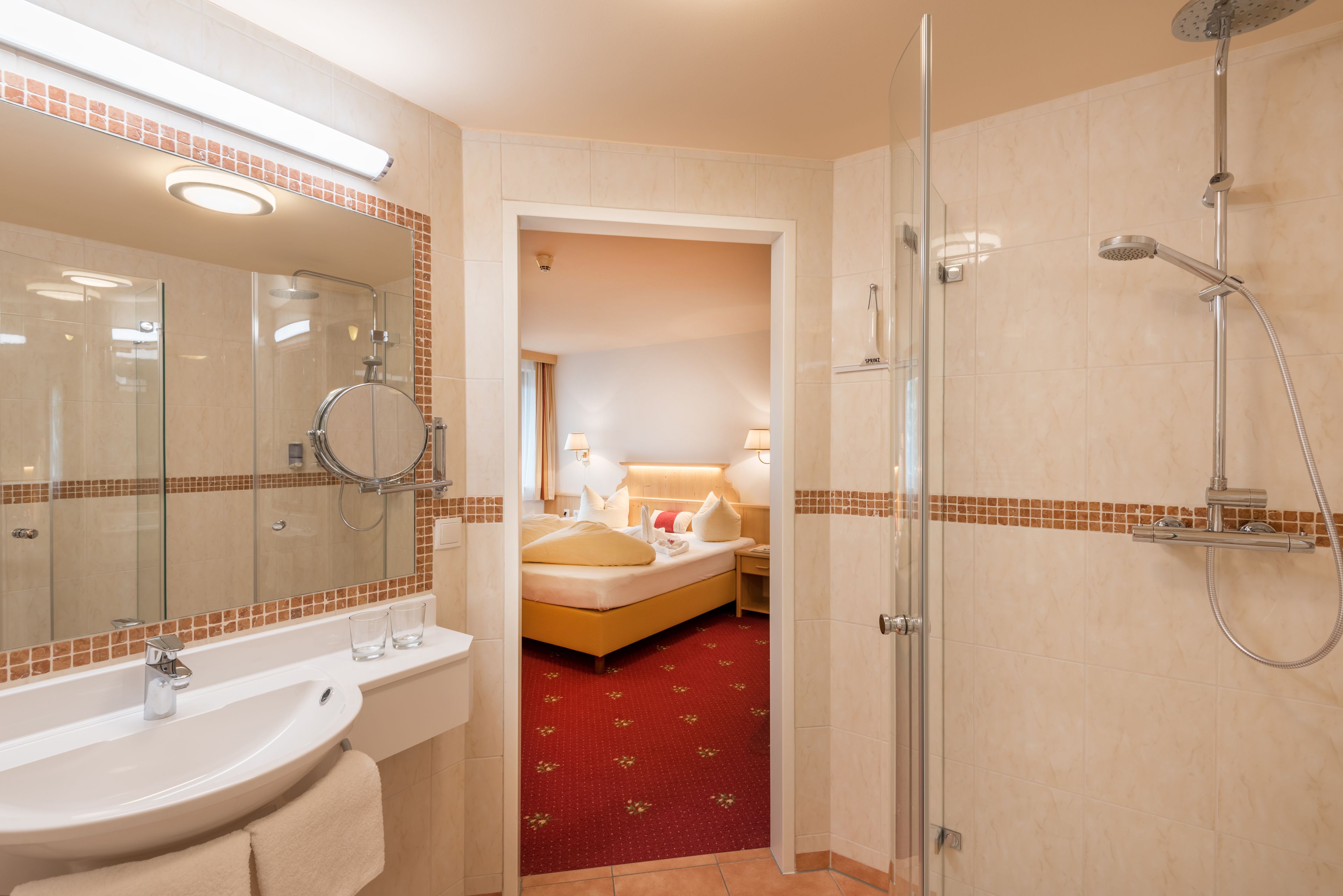 comfort double room, balcony, mountain view | bathroom | shower, eco-friendly toiletries, hair dryer, bathrobes