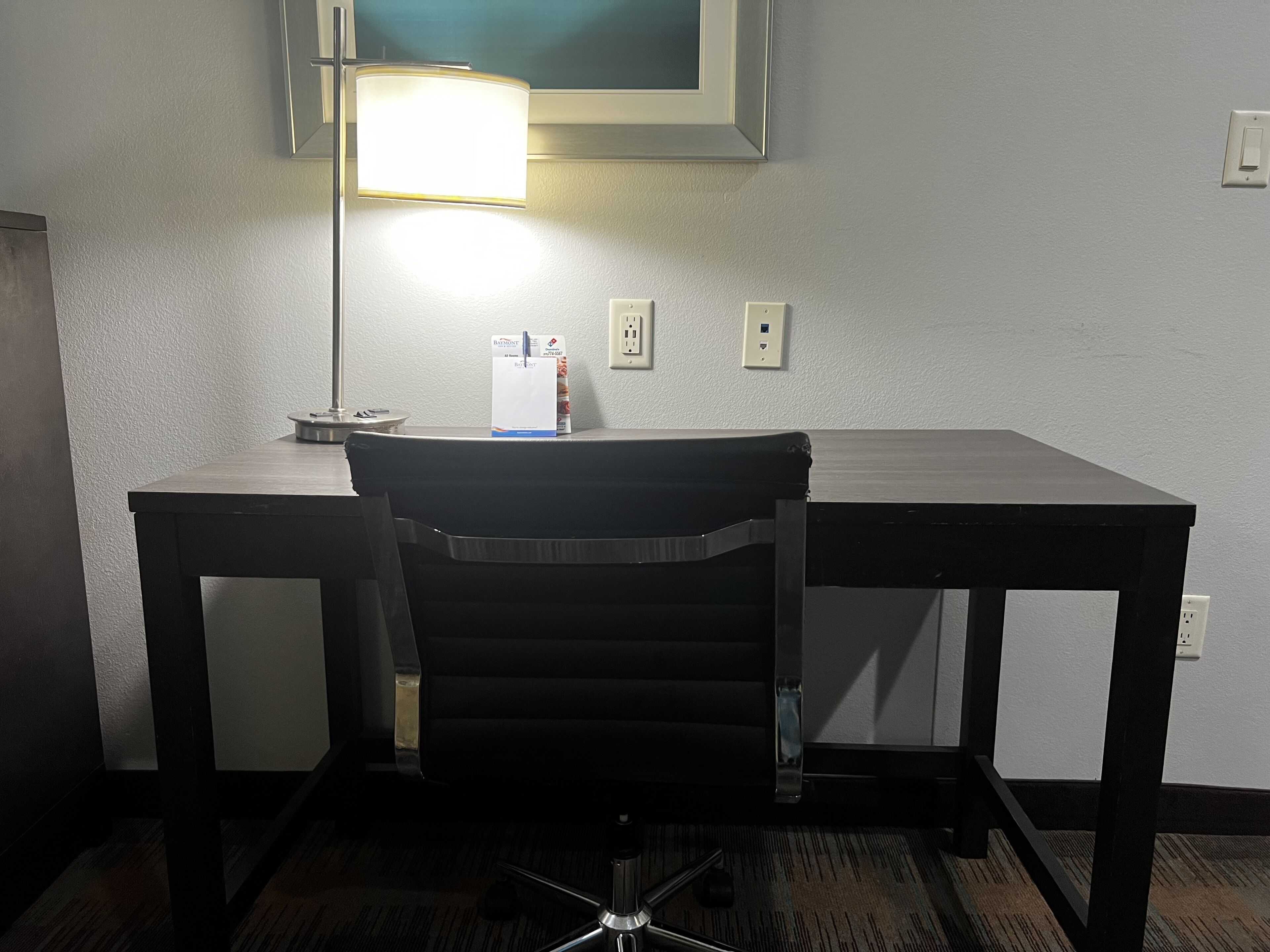 premium bedding, pillow-top beds, desk, blackout curtains