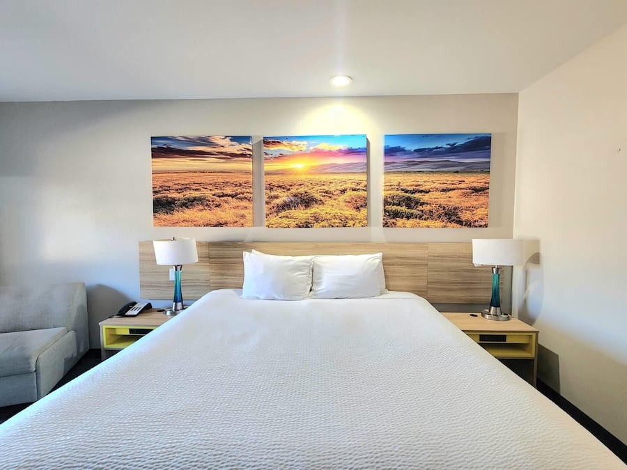 Quarto, 1 cama King, acessível, para não fumantes | Roupas de cama premium, escrivaninha, espaço de trabalho para notebook