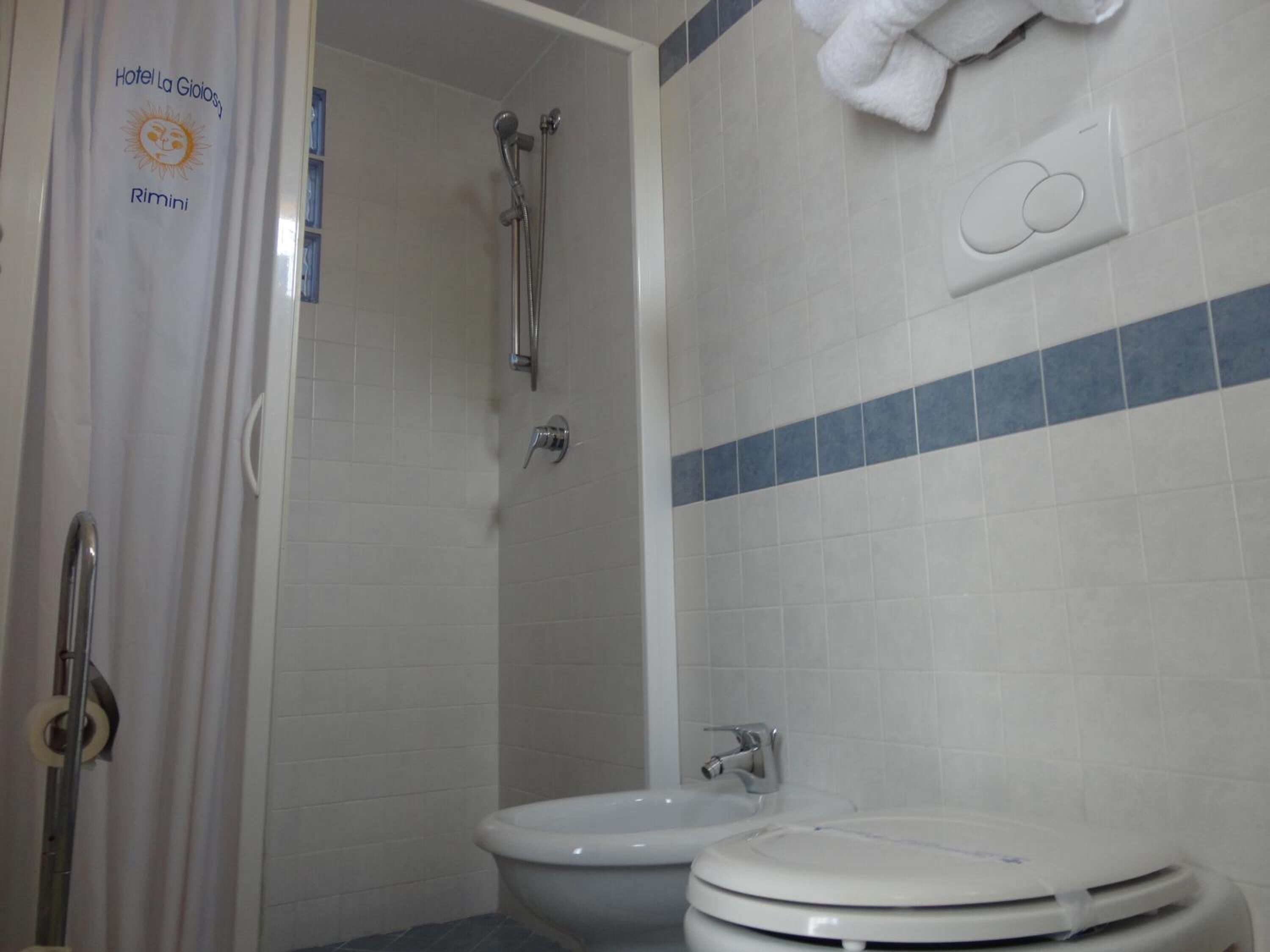 shower, free toiletries, hair dryer, bidet