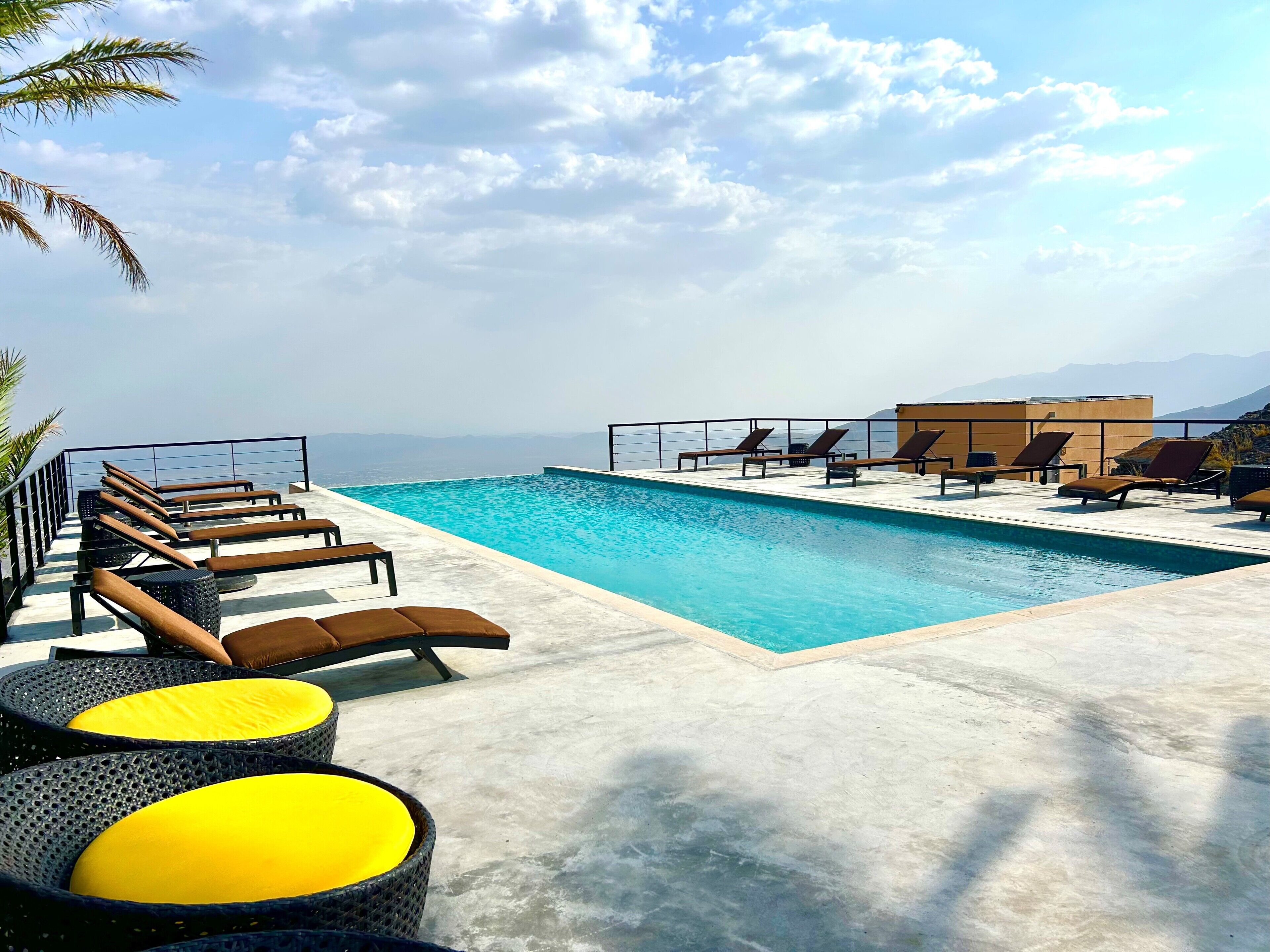 outdoor pool, pool loungers