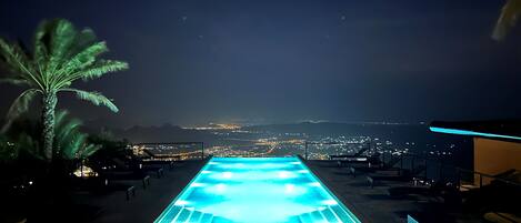 Outdoor pool, sun loungers