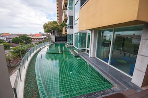 Outdoor pool, pool loungers