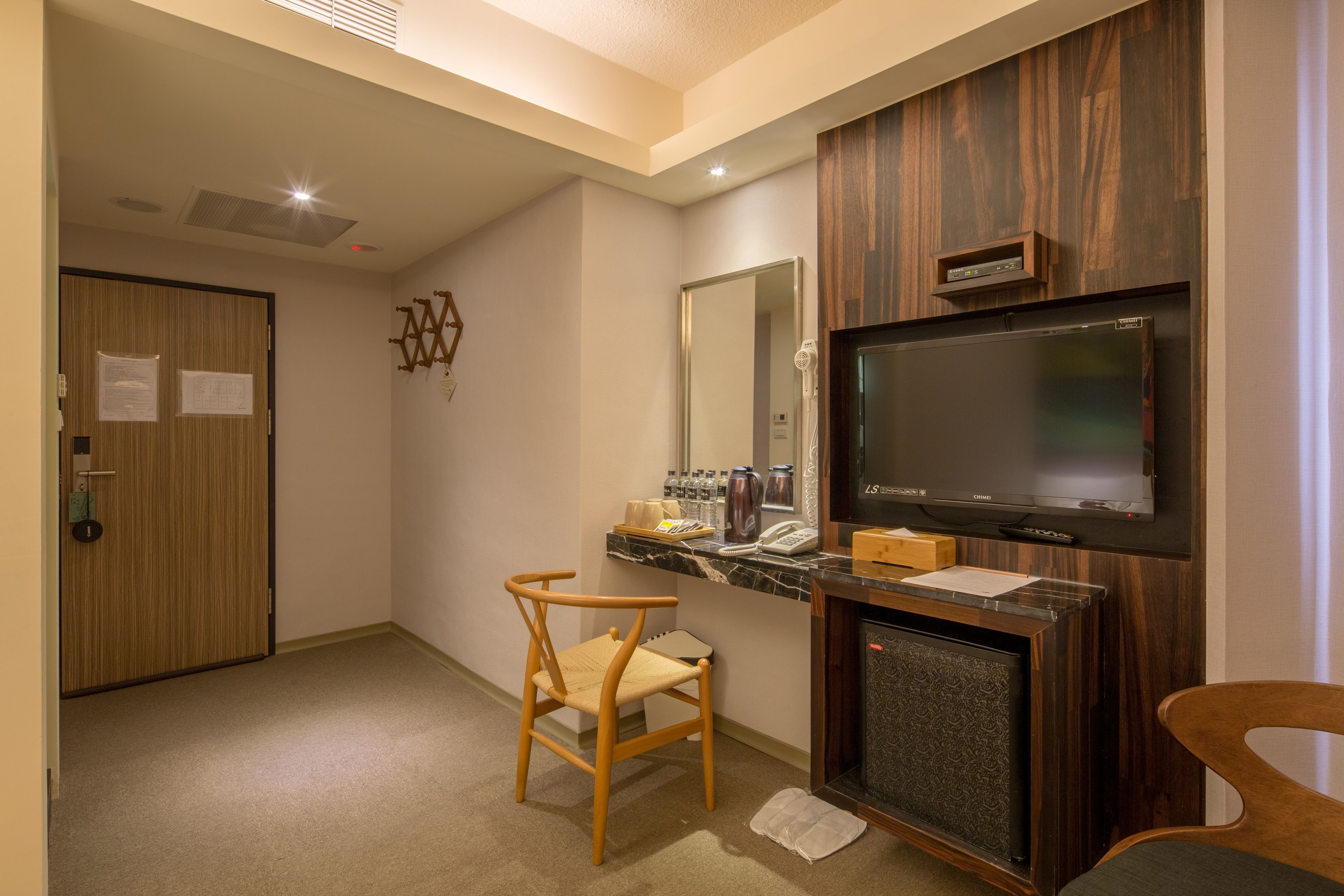 family room | premium bedding, desk, blackout curtains, soundproofing