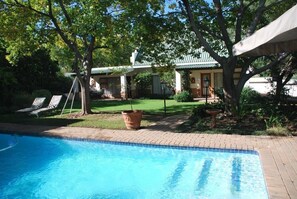 Outdoor pool, pool loungers