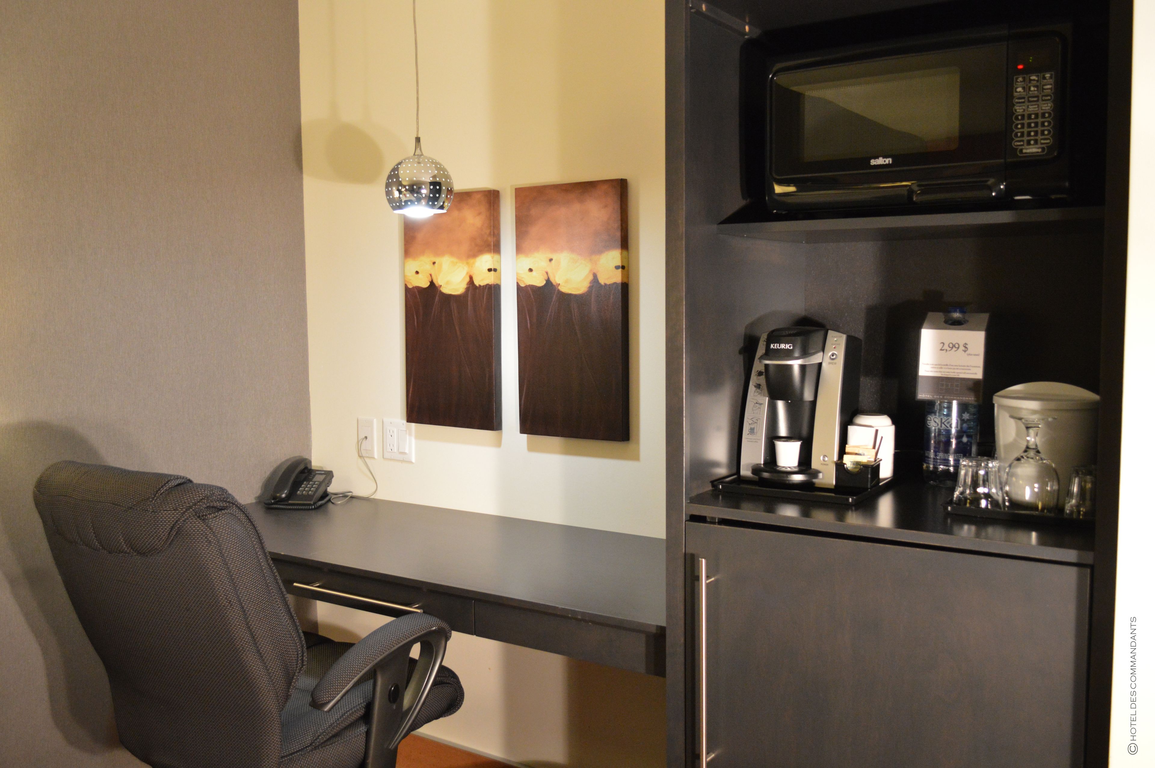 design room, 2 queen beds, refrigerator & microwave | room amenity