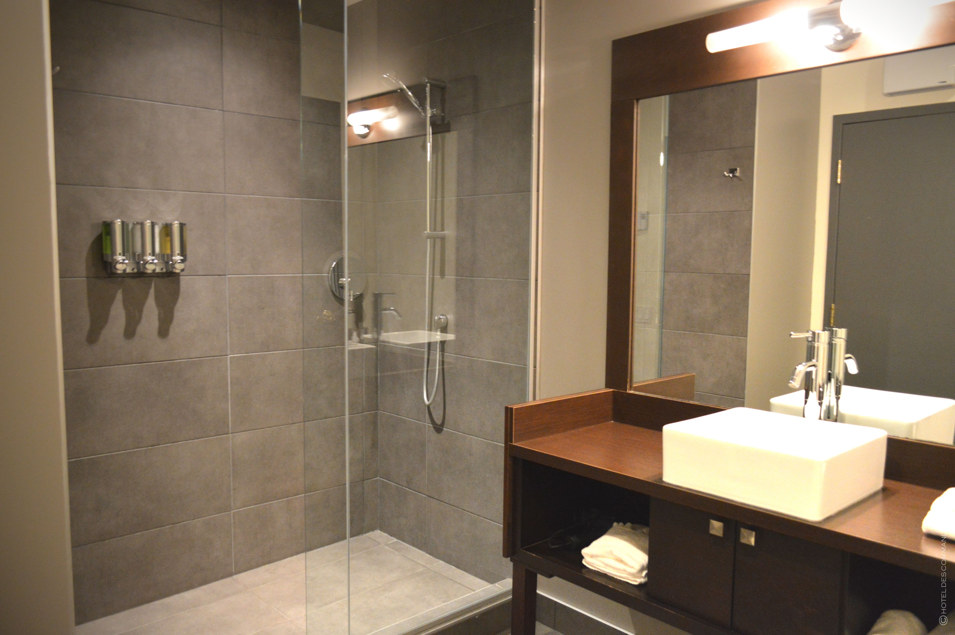 design room, 2 queen beds, refrigerator & microwave | bathroom | hair dryer, towels, soap, shampoo