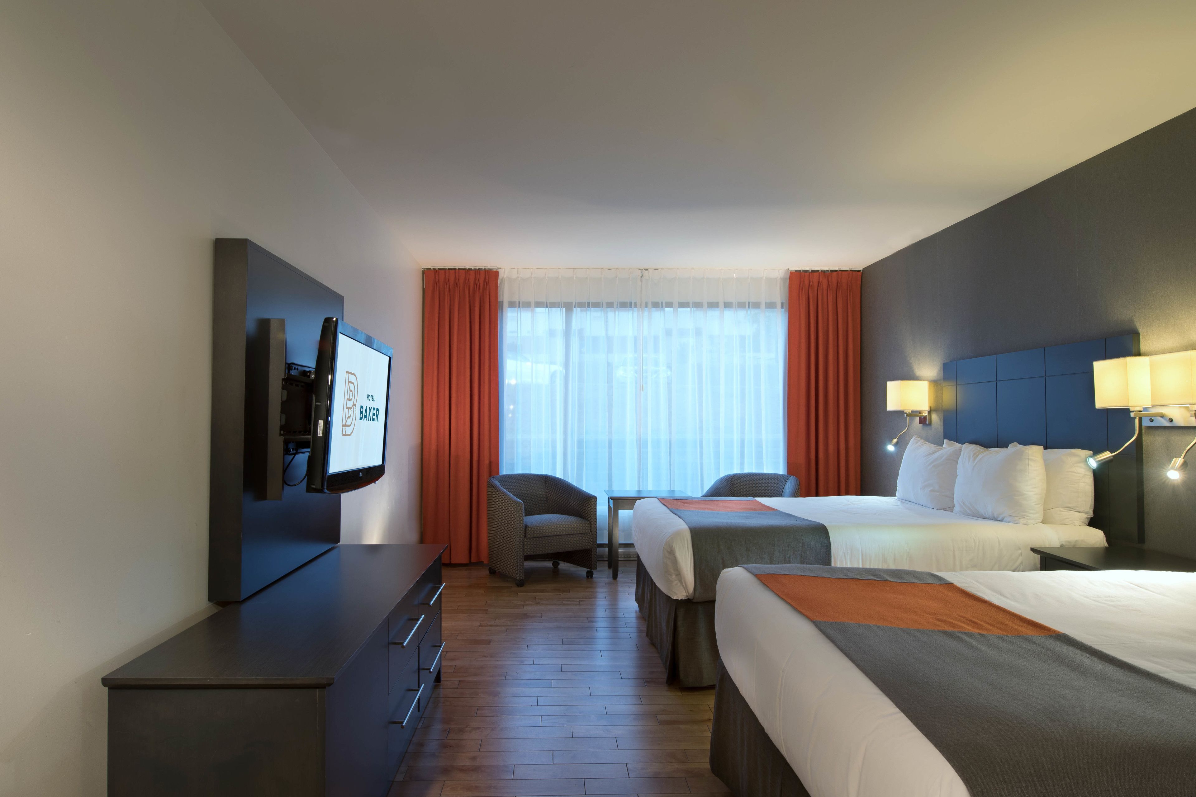 design room, 2 queen beds, refrigerator & microwave | view from room