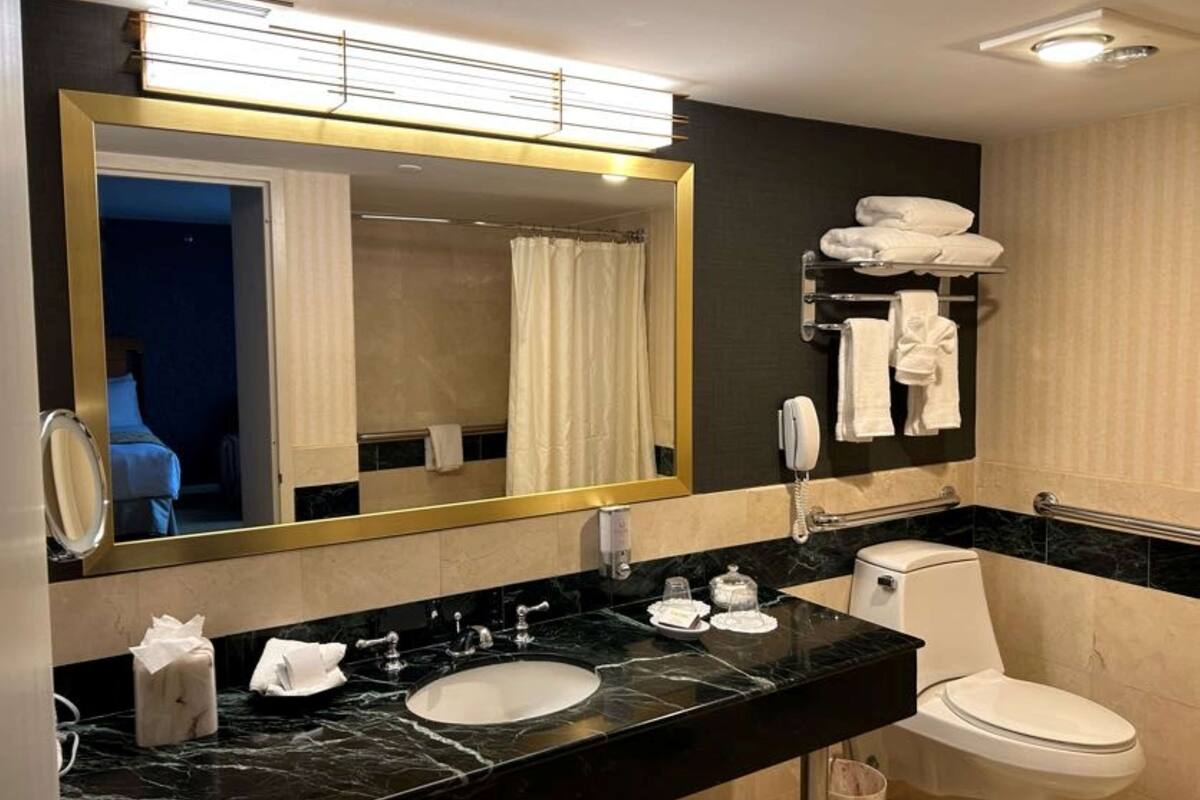 free toiletries, hair dryer, bathrobes, slippers