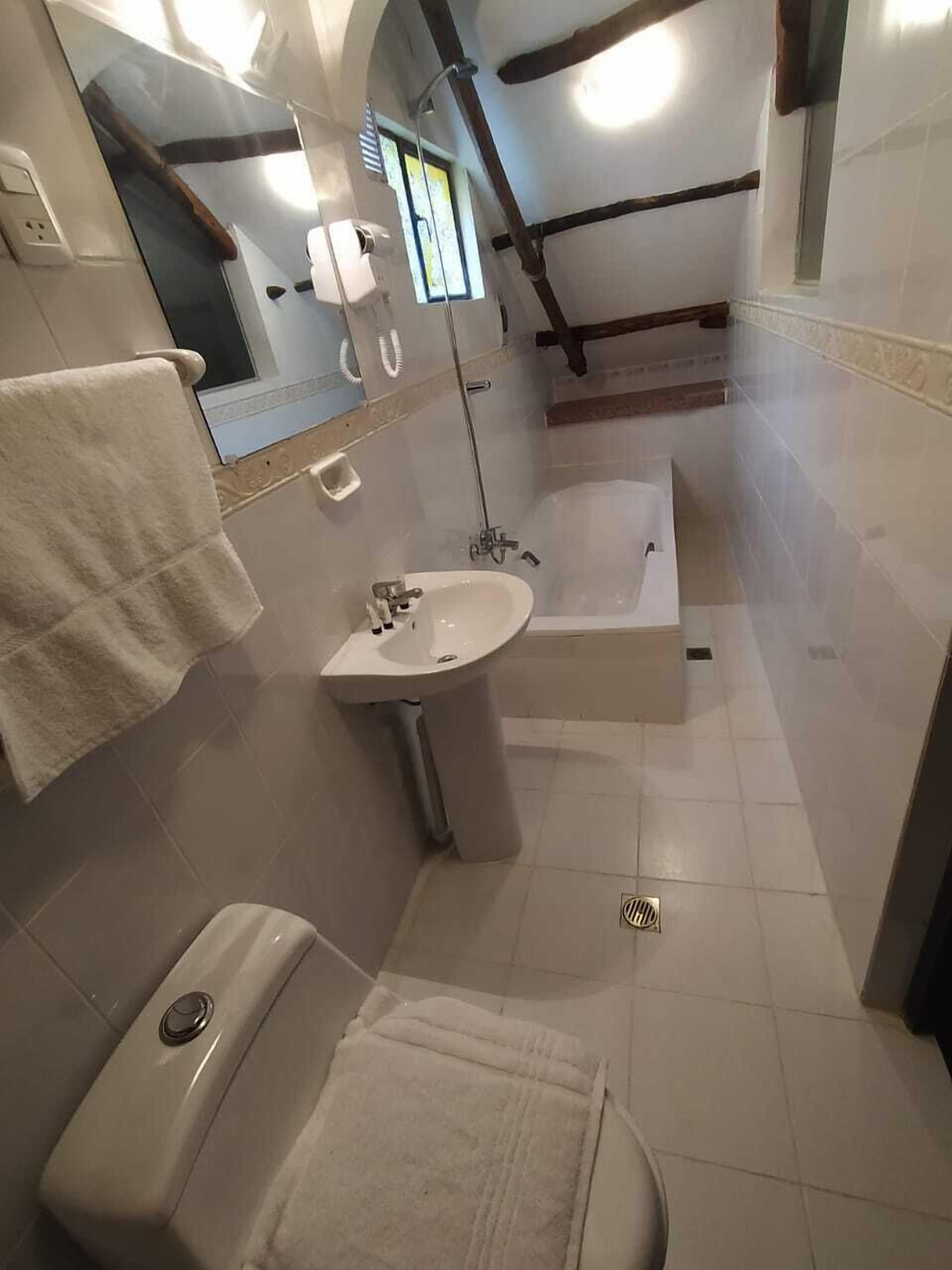 executive suite, 1 queen bed | bathroom | shower, hair dryer, towels