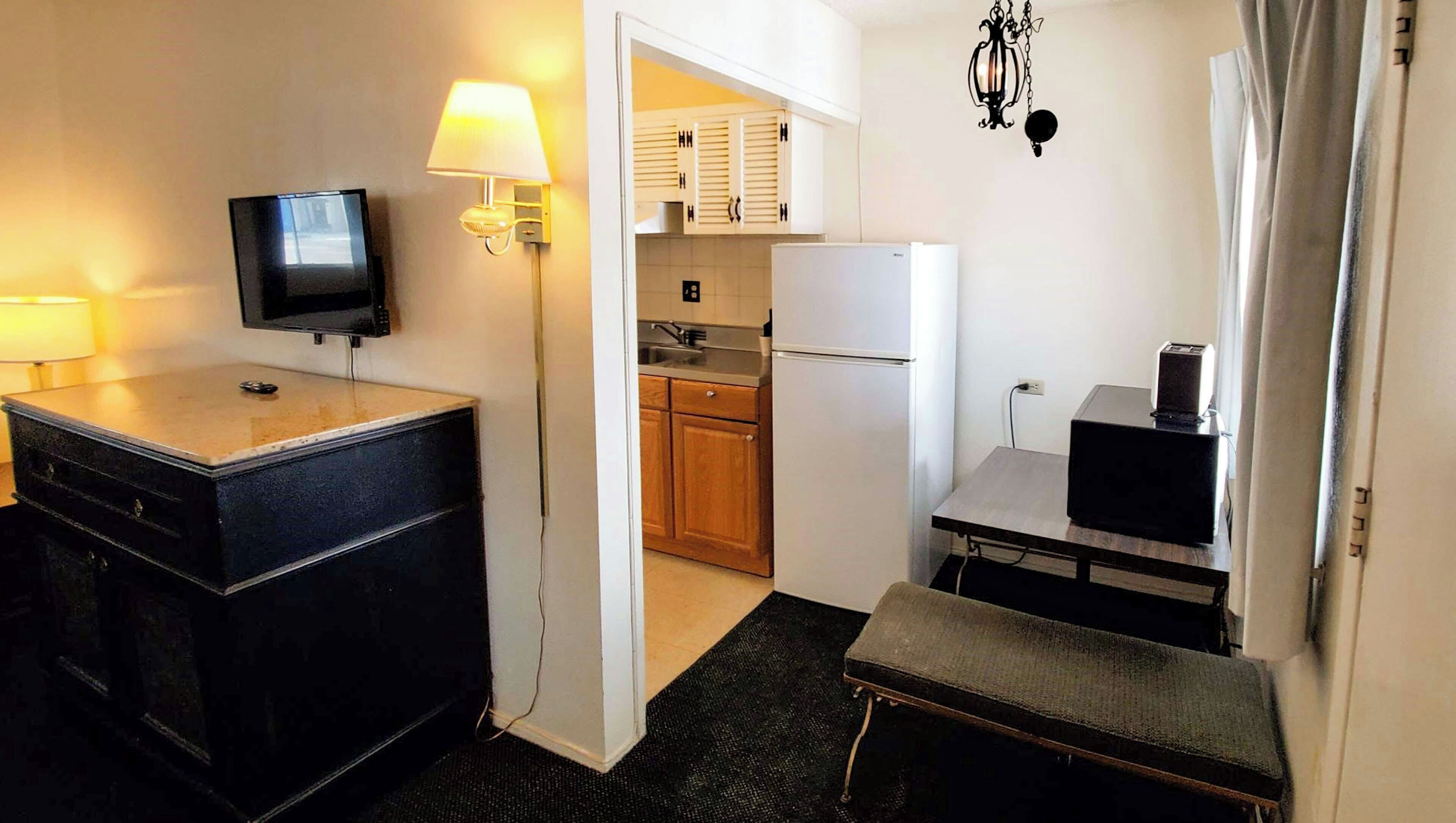 Studio Suite, 2 Queen Beds, Non Smoking, Kitchenette | Desk, laptop workspace, blackout curtains, iron/ironing board