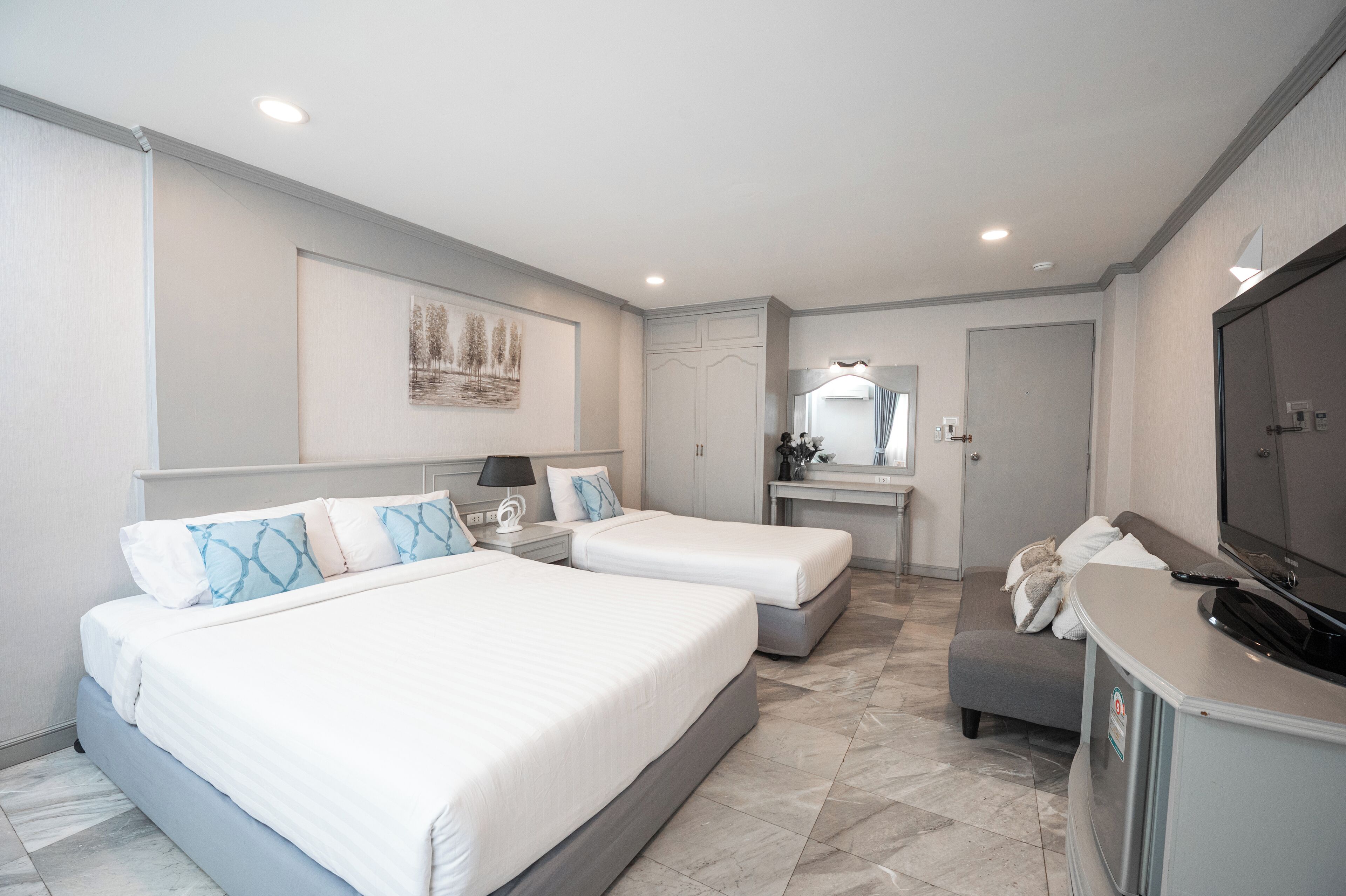 Perhehuone | Työpöytä, pimennysverhot, ilmainen Wi-Fi