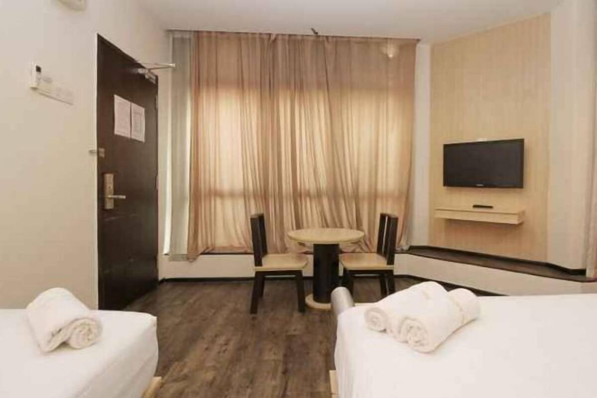 Desk, free WiFi, bed sheets