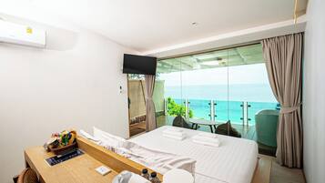 Chambre Panoramique, 1 très grand lit, vue océan