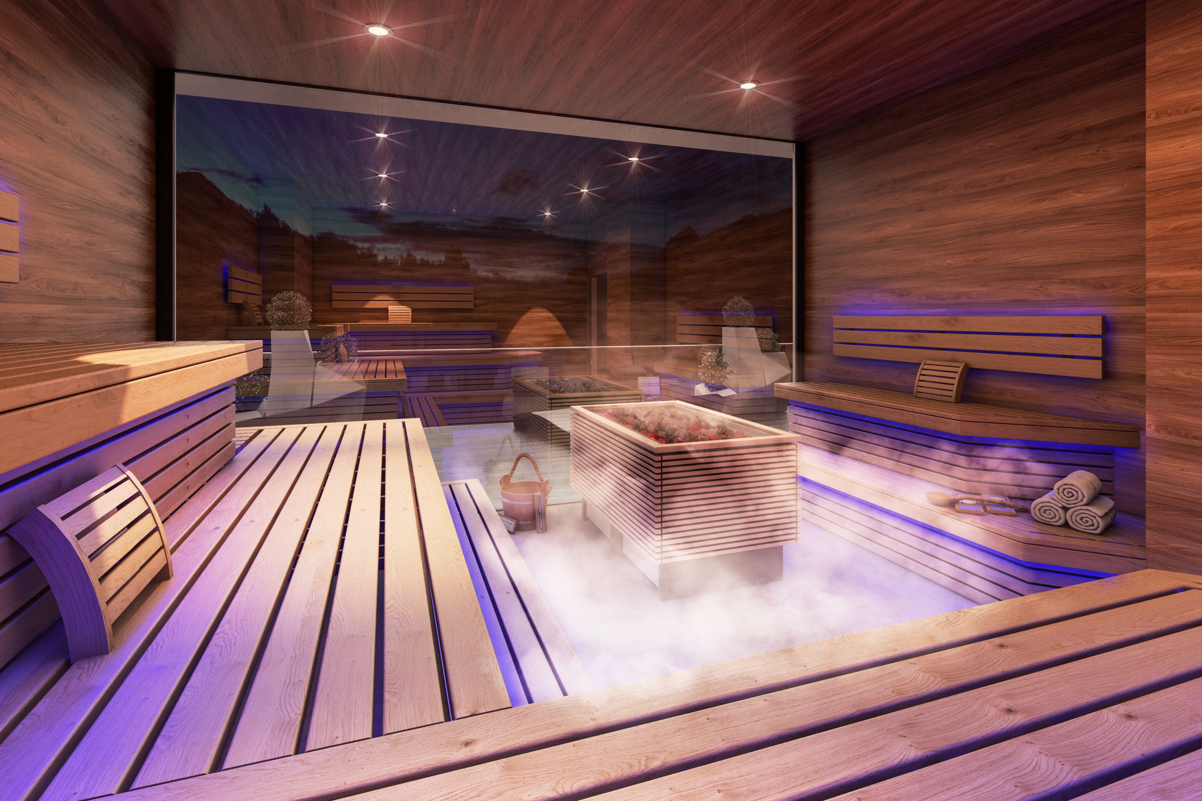 sauna, hot tub, steam room, body treatments, aromatherapy