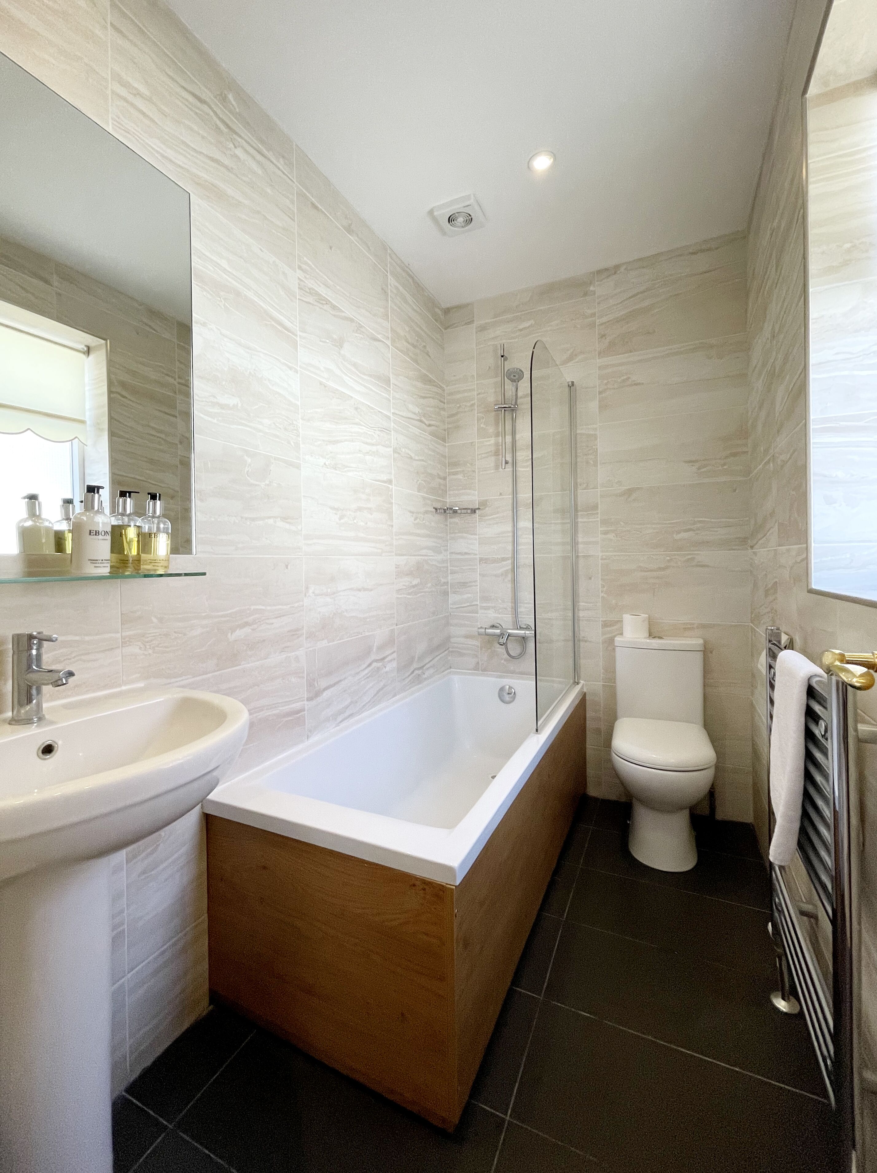 deluxe double or twin room | bathroom | designer toiletries, hair dryer, towels