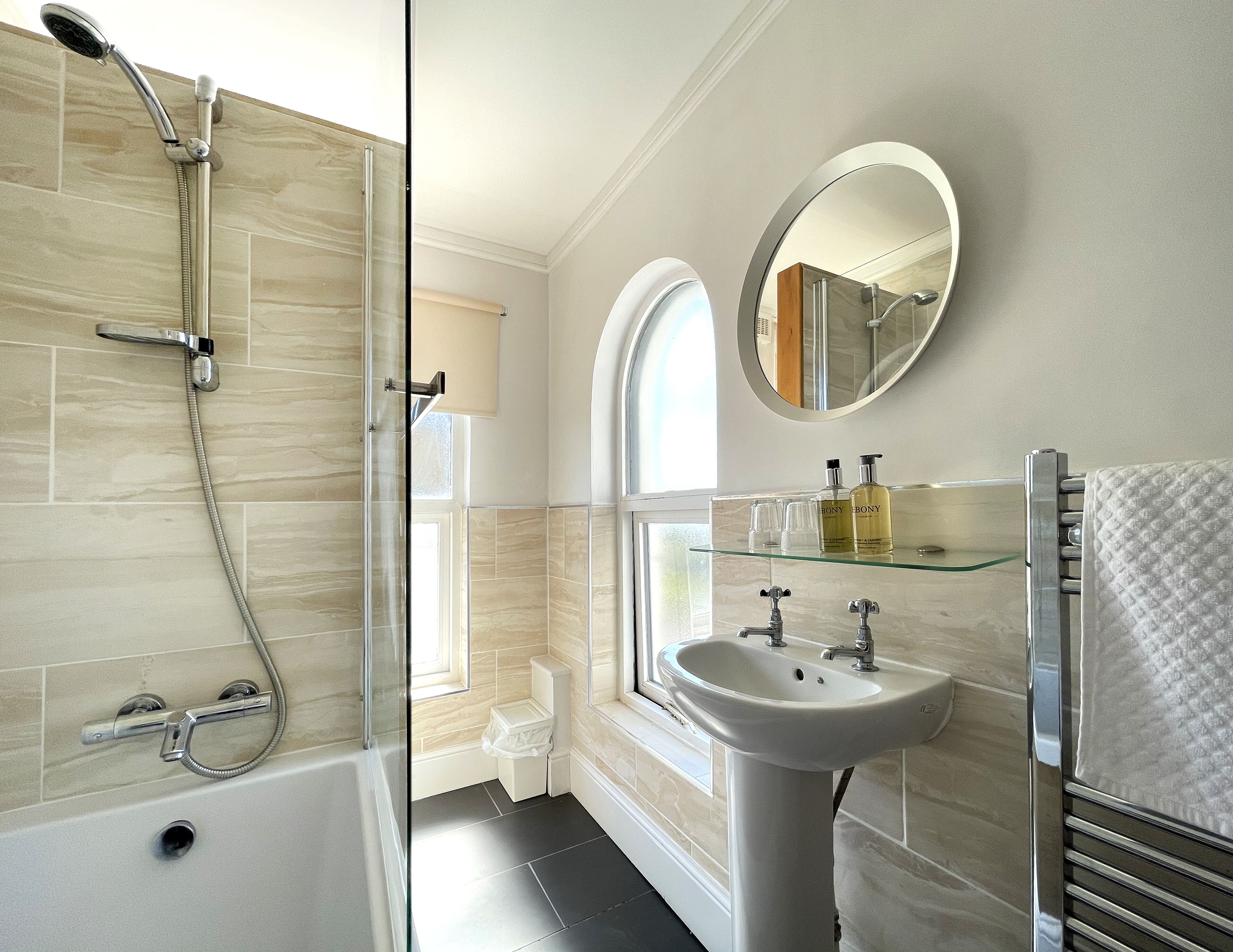 double room | bathroom | designer toiletries, hair dryer, towels
