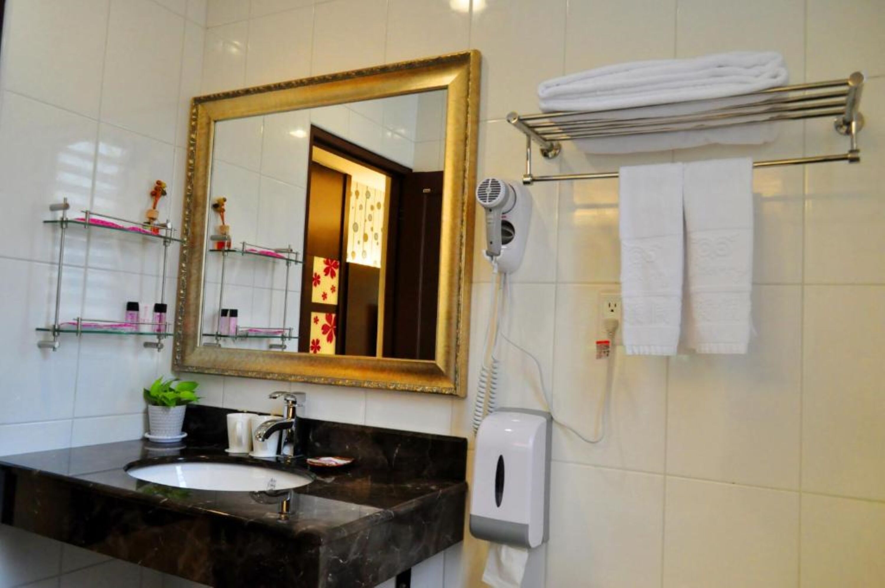 twin room, mountain view | bathroom | separate bathtub and shower, hair dryer, slippers, towels