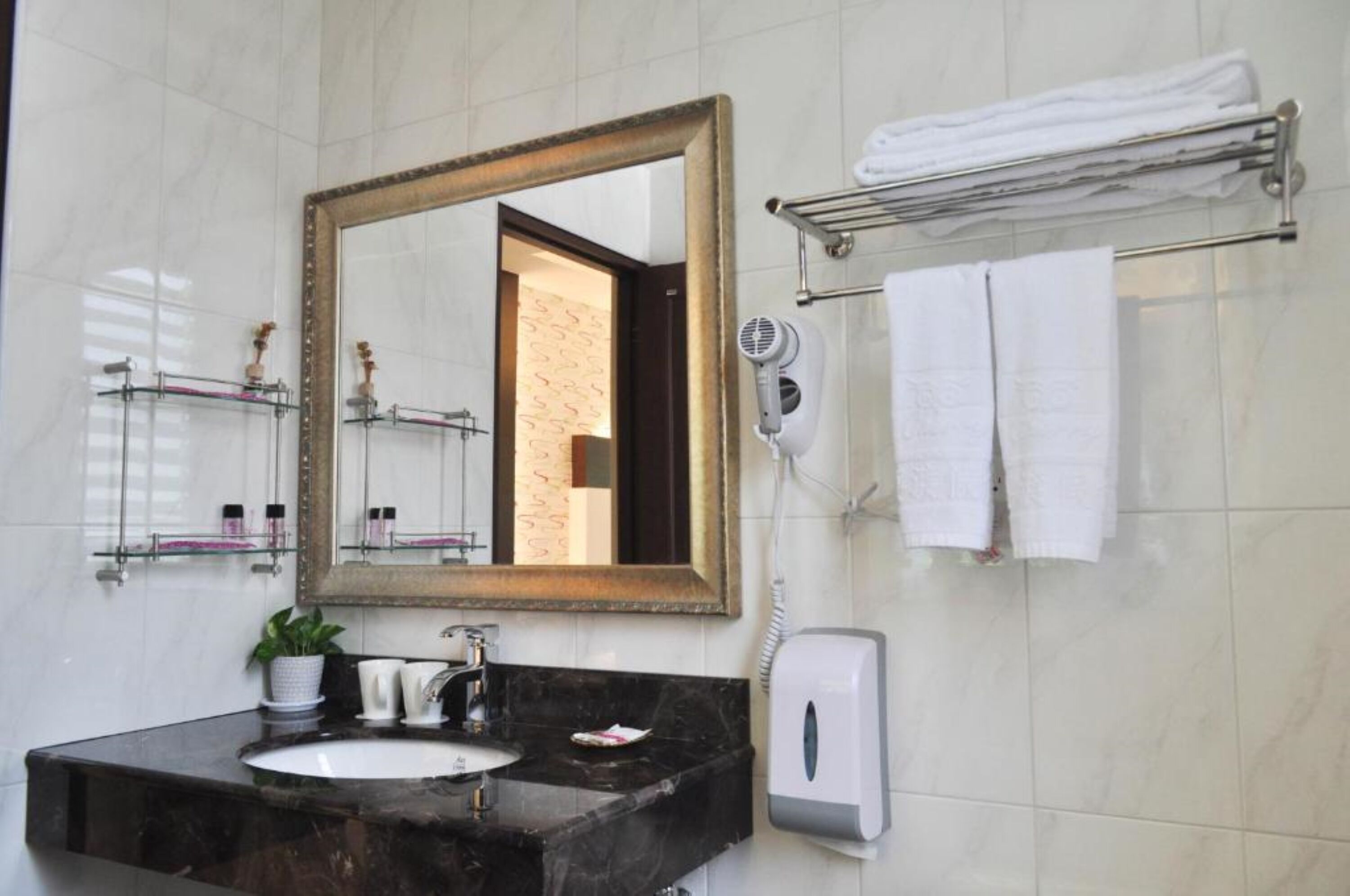 double room, mountain view | bathroom | separate bathtub and shower, hair dryer, slippers, towels