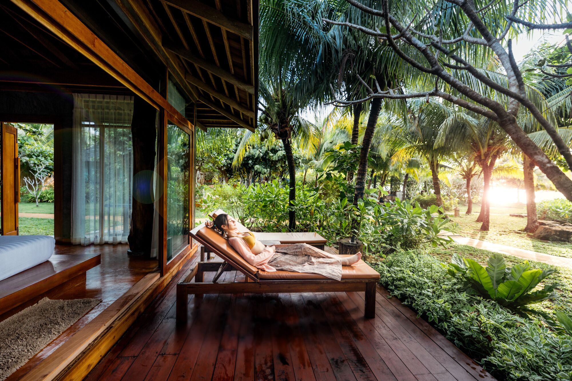 oriental beach front view villa | terrace/patio