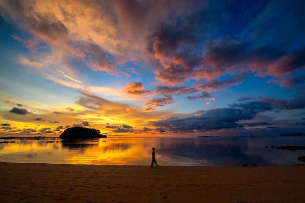 On the beach, snorkeling, kayaking