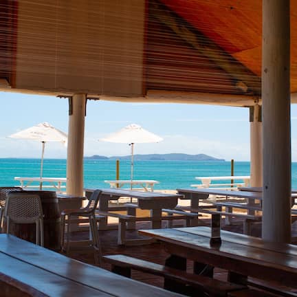 Breakfast, lunch, dinner served; ocean views