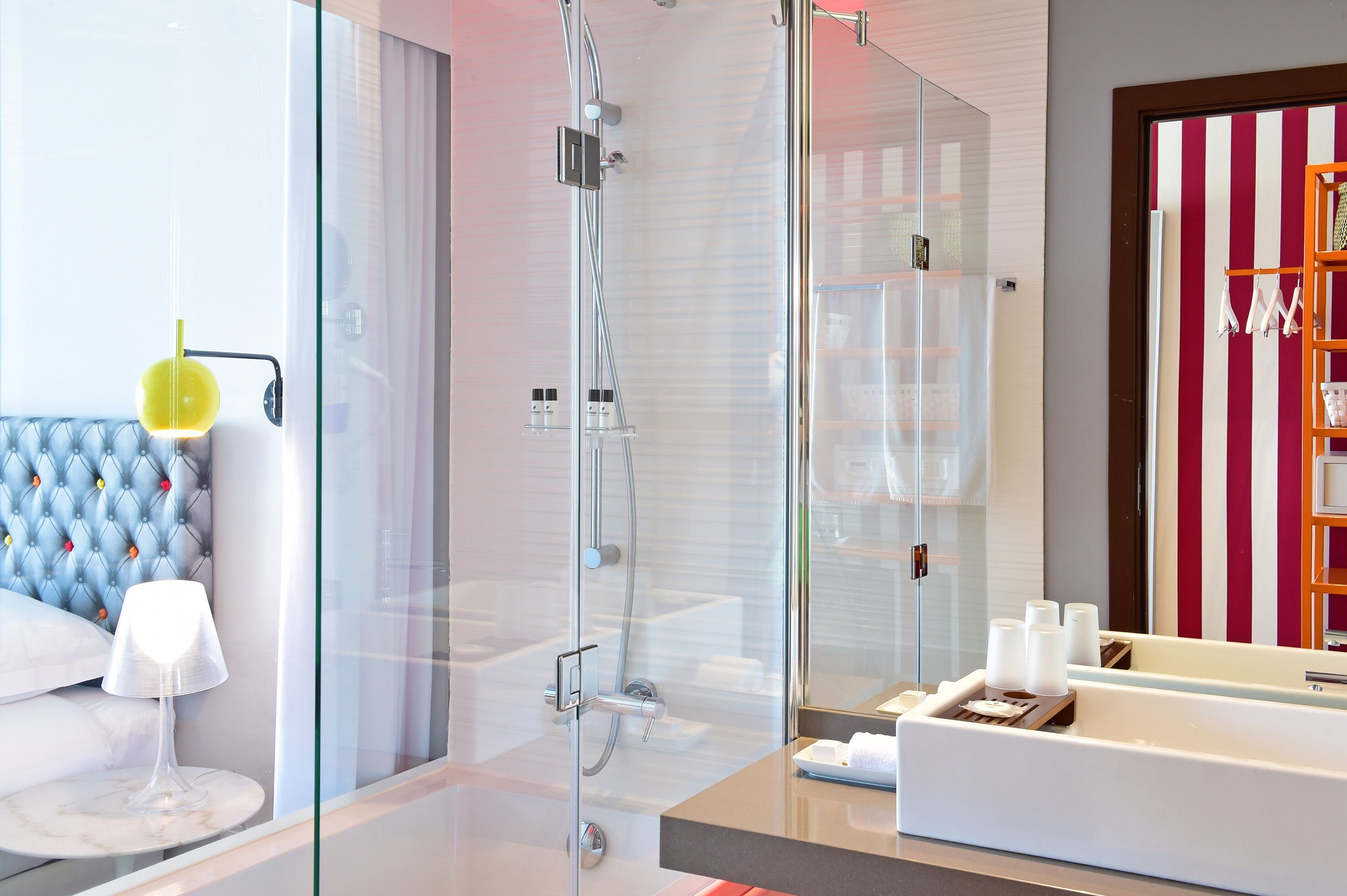 free toiletries, hair dryer, towels