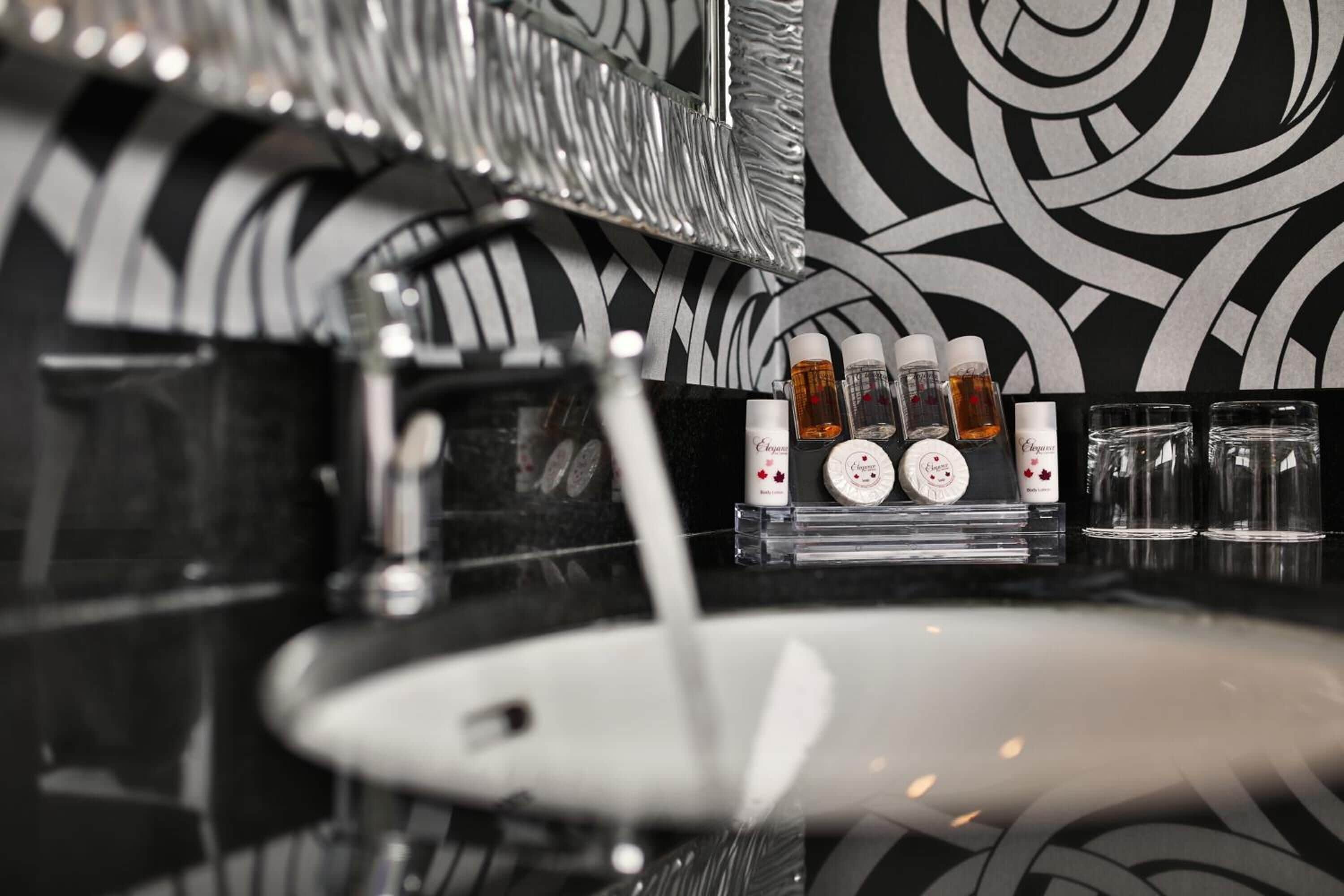 combined shower/bathtub, free toiletries, hair dryer, bathrobes