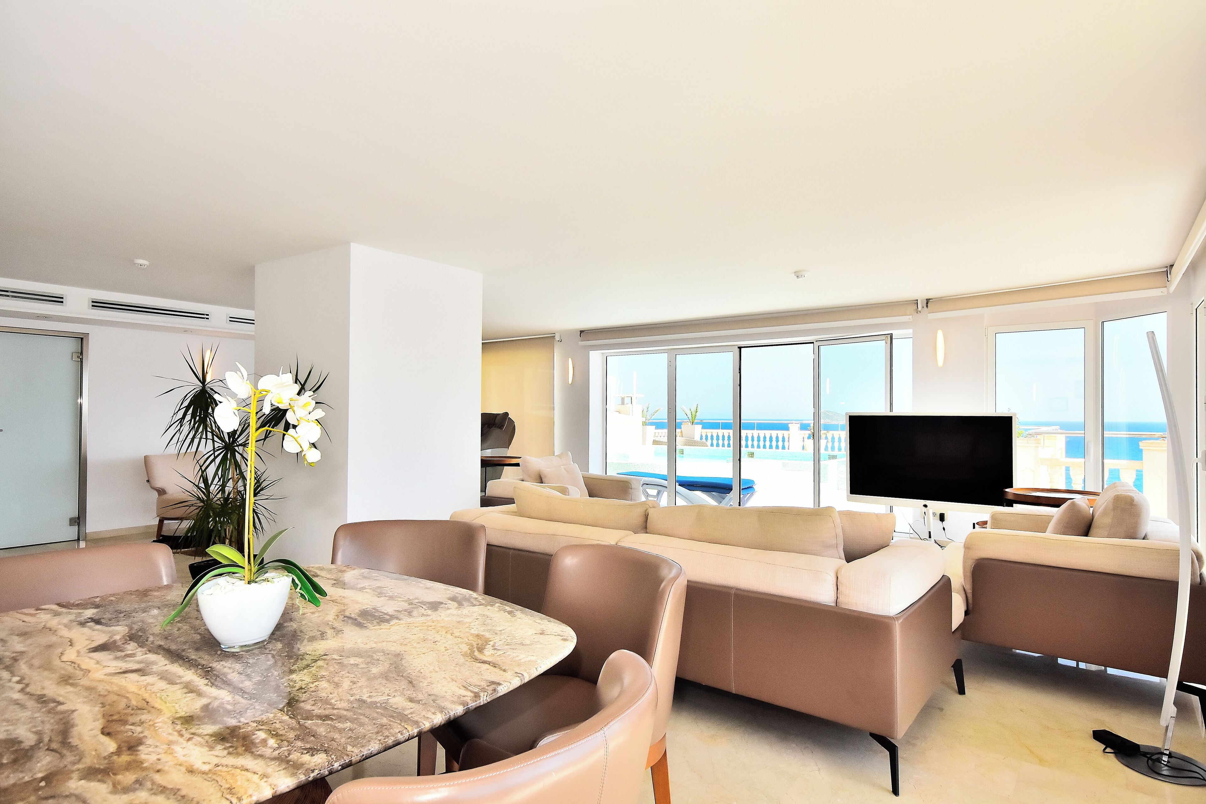 Luxury Penthouse, 2 Bedrooms, Ocean View | Living area | Flat-screen TV