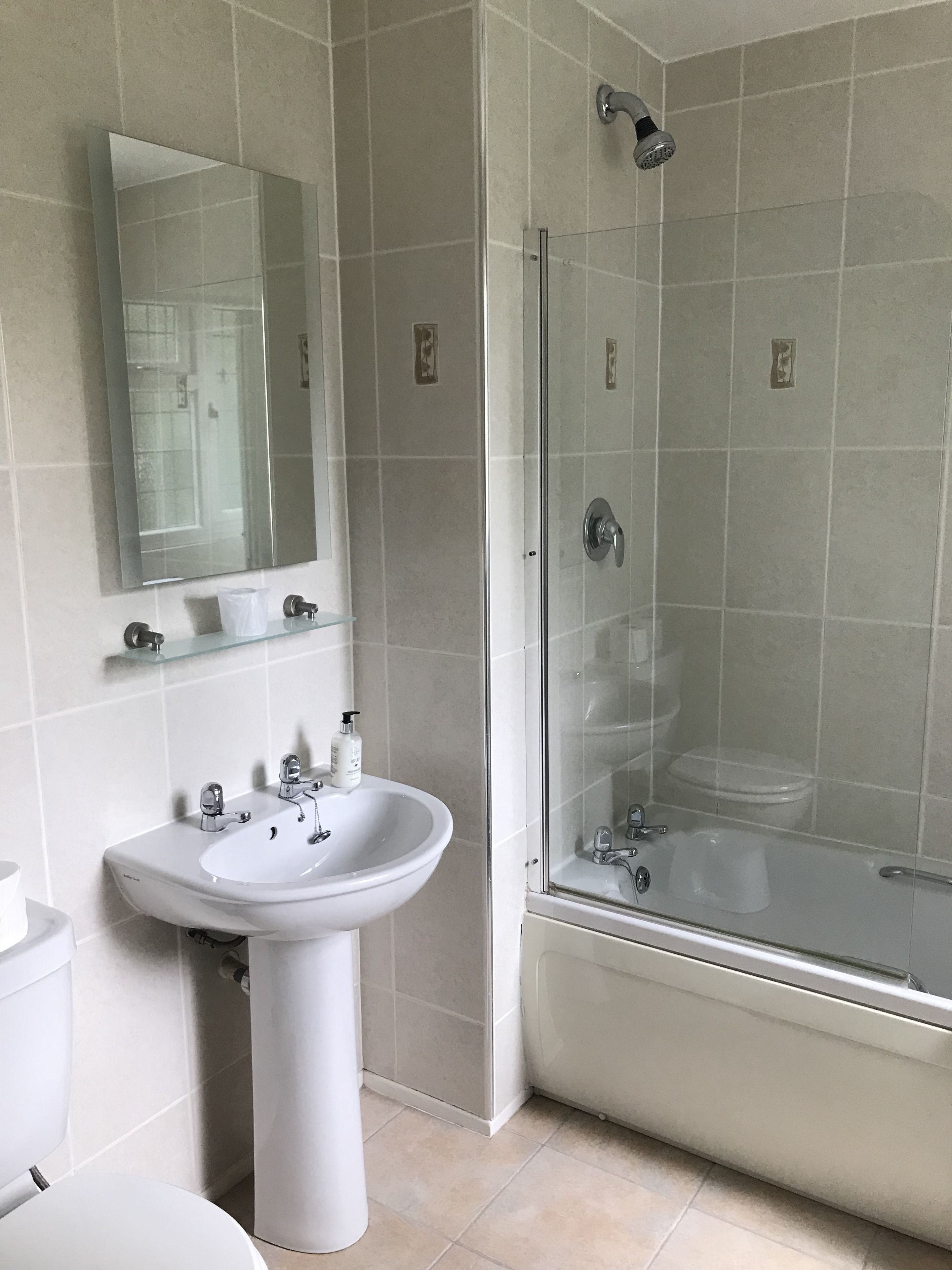 single room | bathroom | combined shower/bathtub, towels