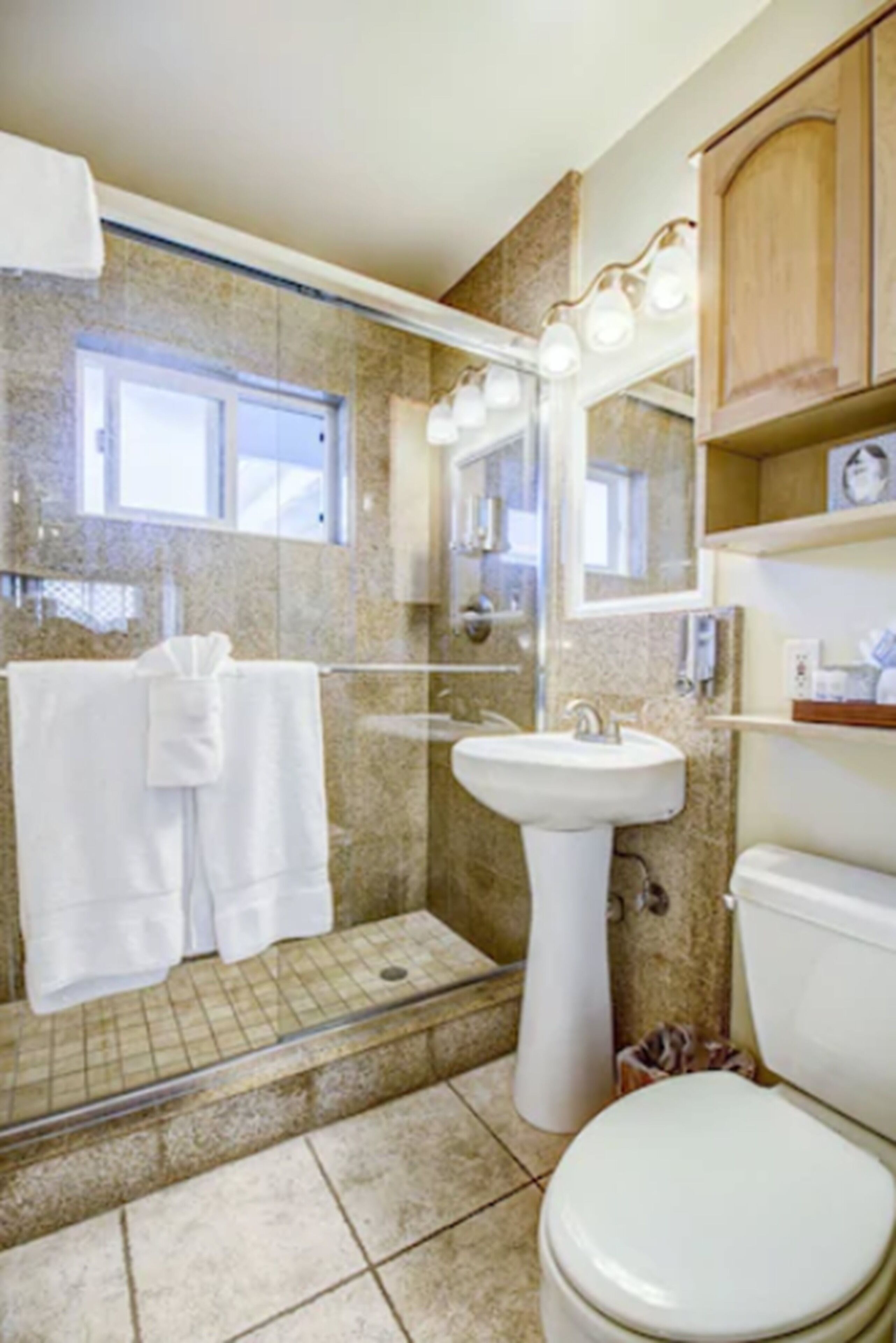 shower, eco-friendly toiletries, hair dryer, slippers