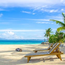 Private beach, white sand, sun-loungers, beach volleyball