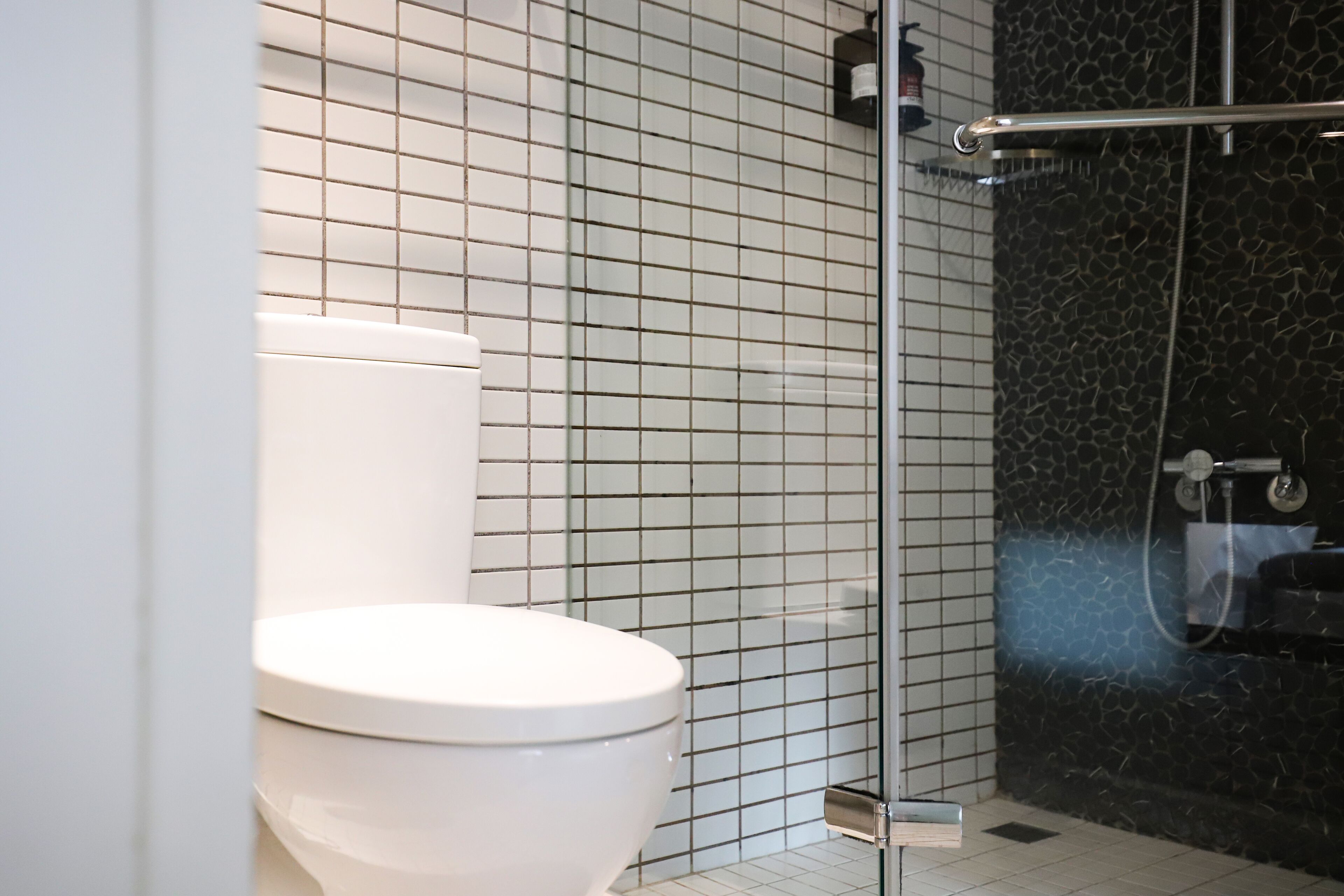 superior double room | bathroom | shower, rainfall showerhead, hair dryer, slippers