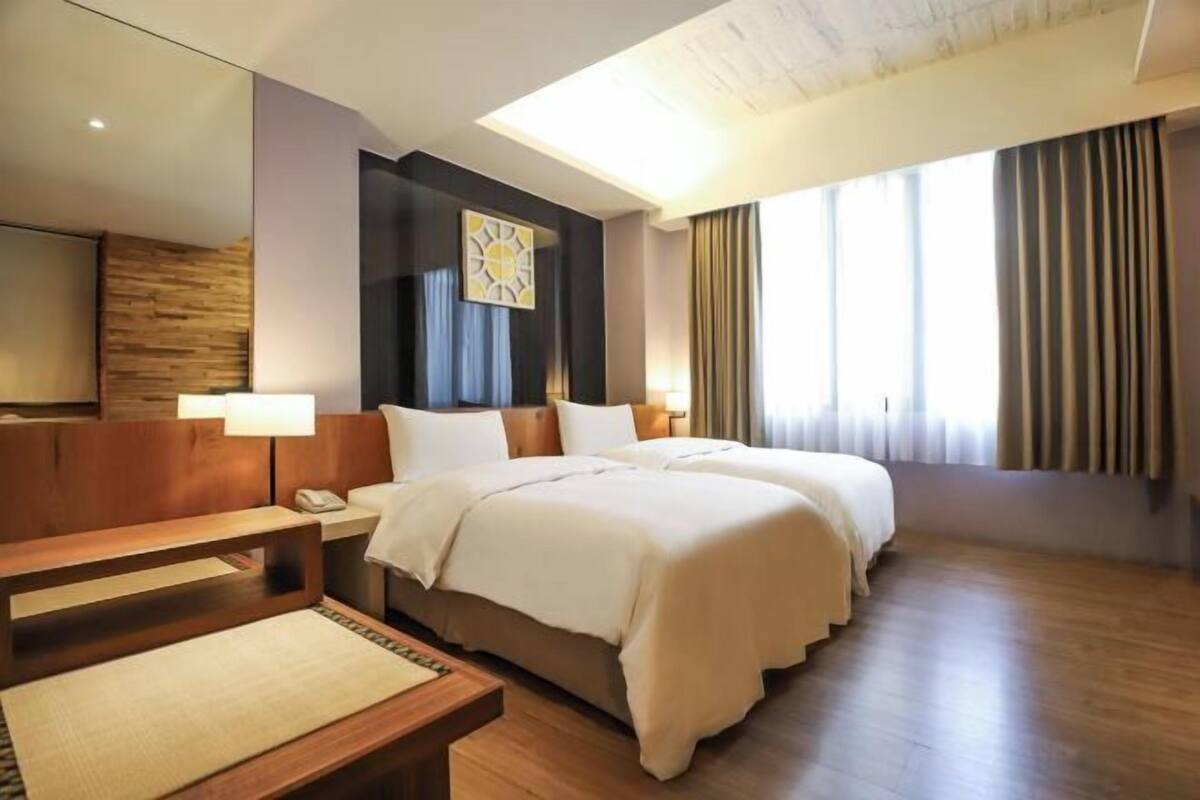 Desk, laptop workspace, blackout curtains, soundproofing