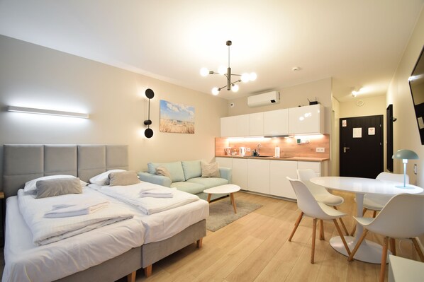 Appartement, balkon | Een strijkplank/strijkijzer, gratis wifi