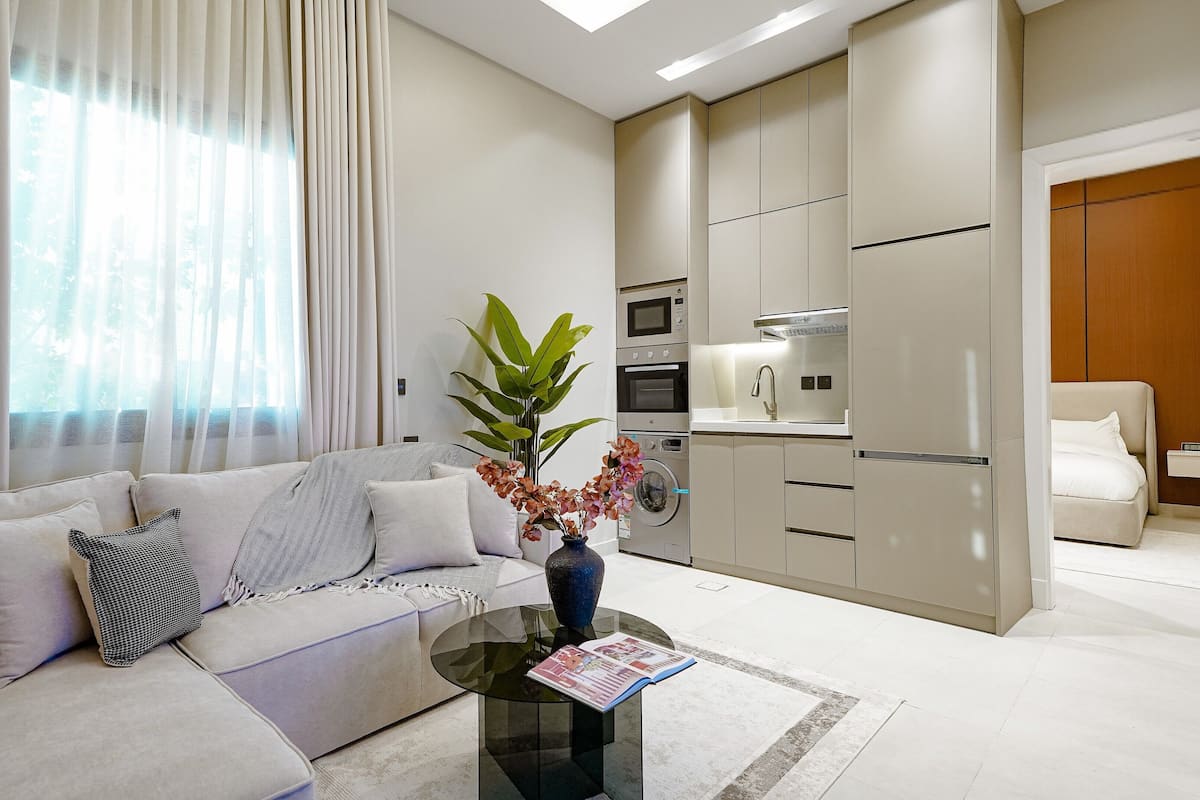 Appartement Deluxe, 1 chambre | Coin séjour | TV connectée de 40 pouces avec chaînes numériques