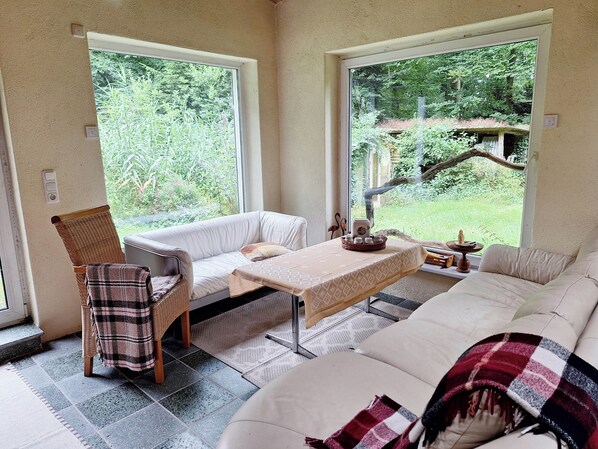 Una televisión, una chimenea